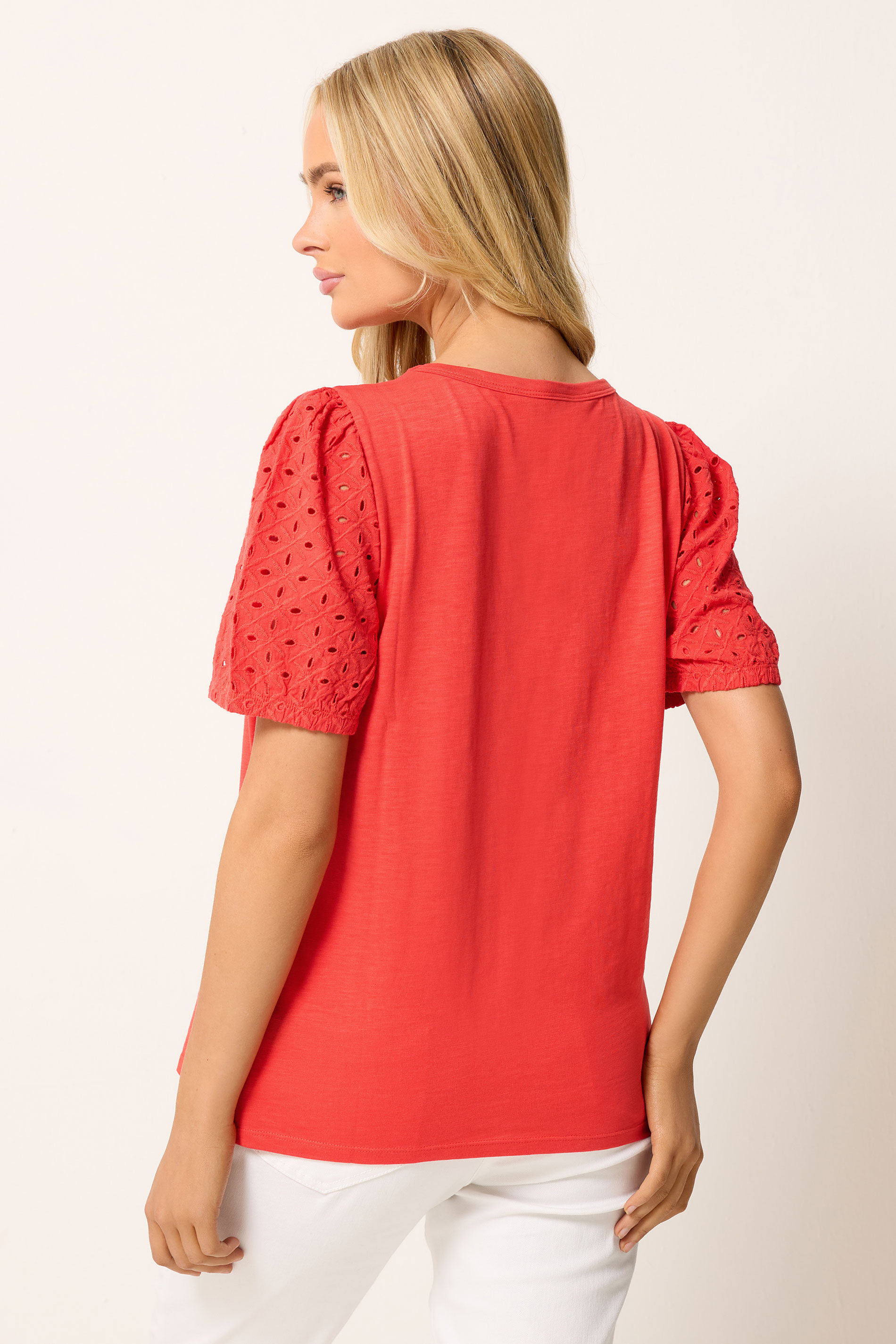 M&Co Orange Broderie Cotton Puff Sleeve Top | M&Co 2