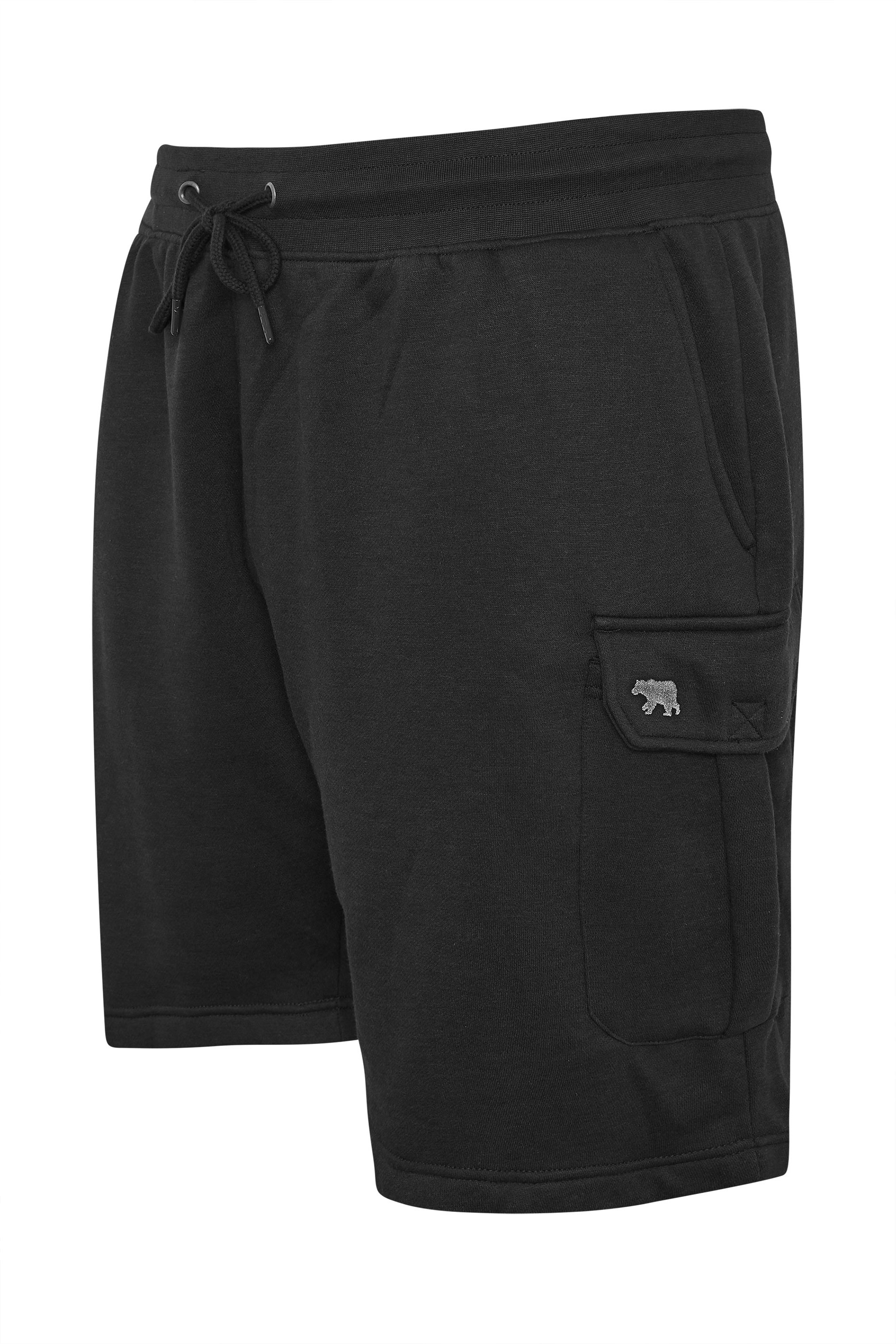 D555 Big & Tall Black Elastic Waist Cargo Shorts | BadRhino 5
