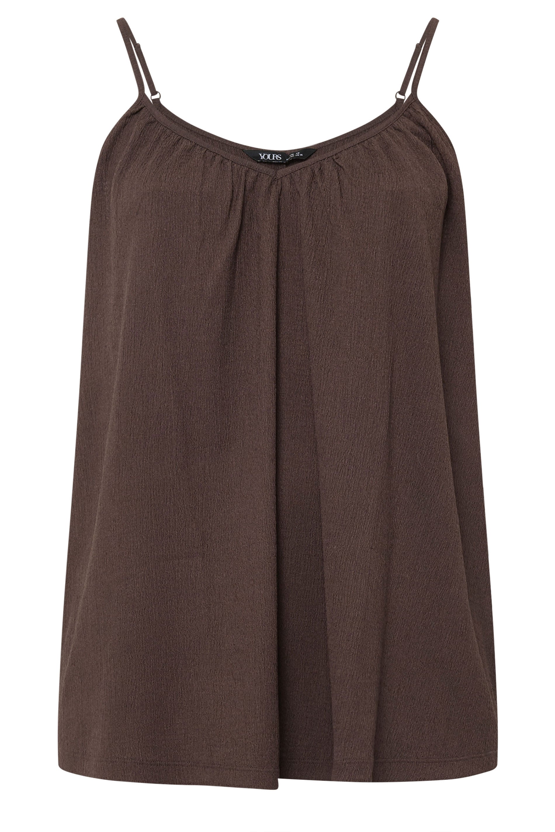 YOURS Plus Size Chocolate Brown Gathered Textured Cami | Yours Clothing 5