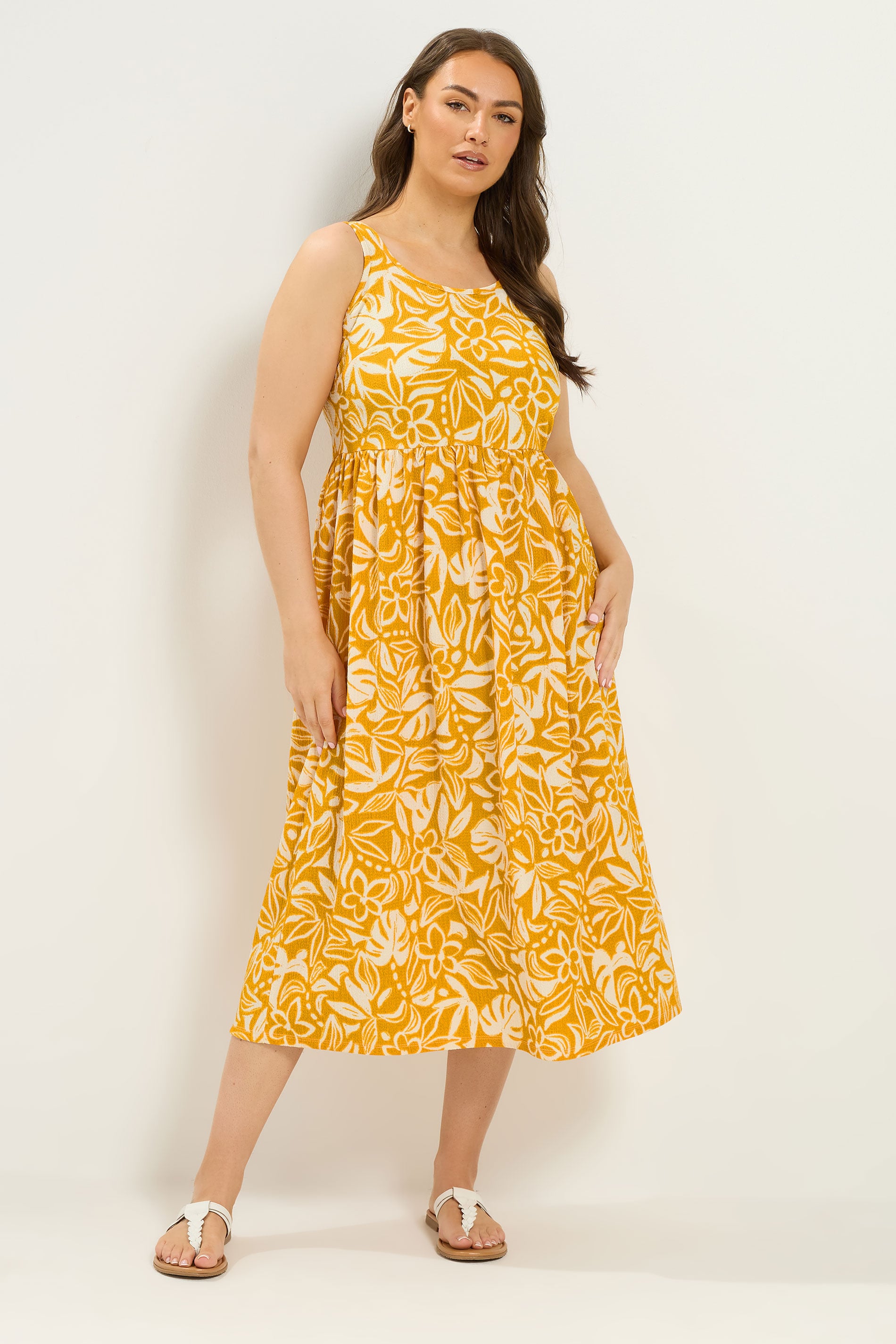 YOURS Plus Size Yellow Sleeveless Maxi Dress | Yours Clothing 3