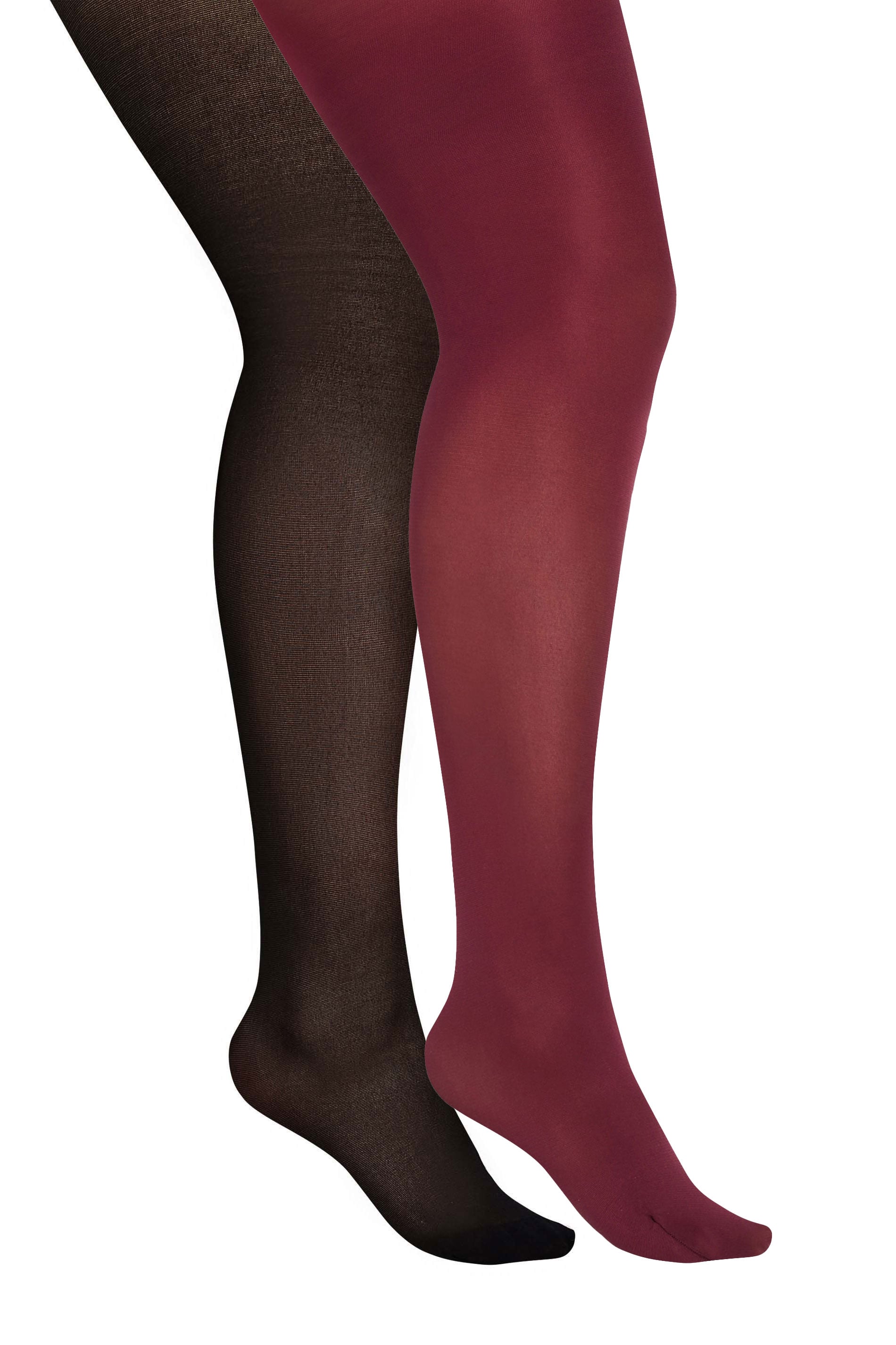 YOURSET Plus Size 2 PACK Burgundy Red & Black 100 Denier Tights | Yours Clothing 3