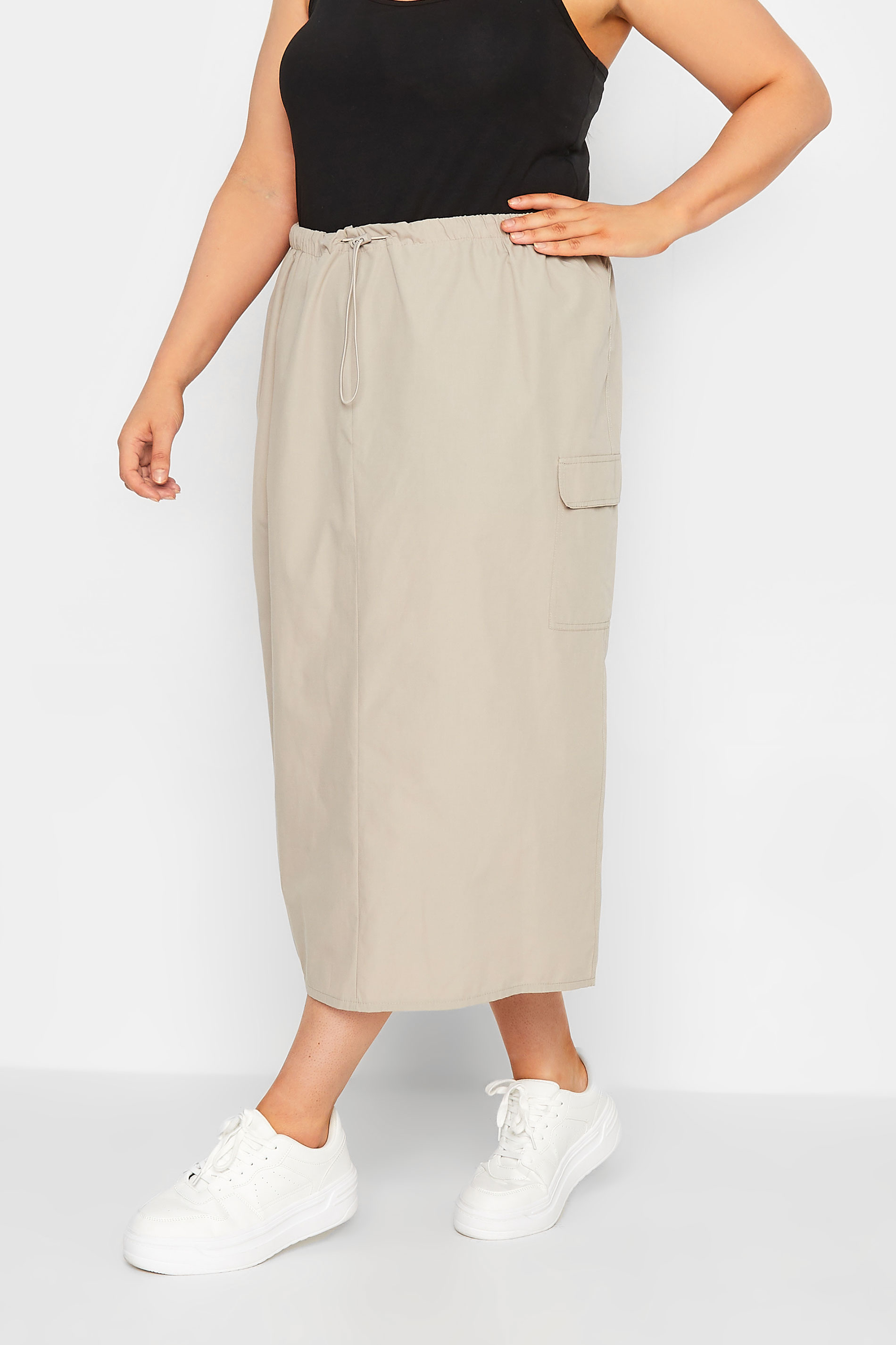 YOURS Plus Size Curve Beige Brown Cargo Skirt | Yours Clothing  1