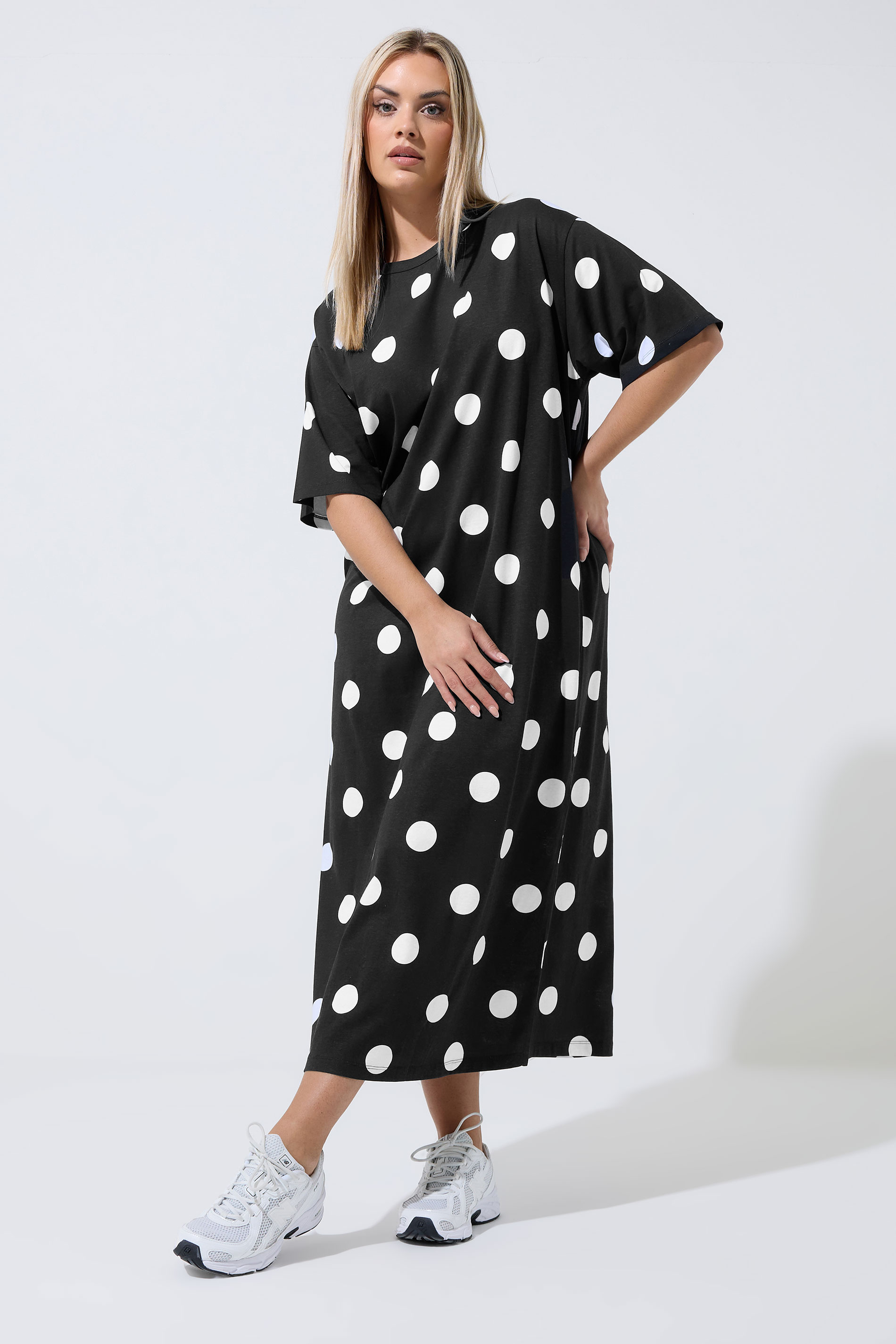LIMITED COLLECTION Plus Size Black Polka Dot Maxi Dress | Yours Clothing 3