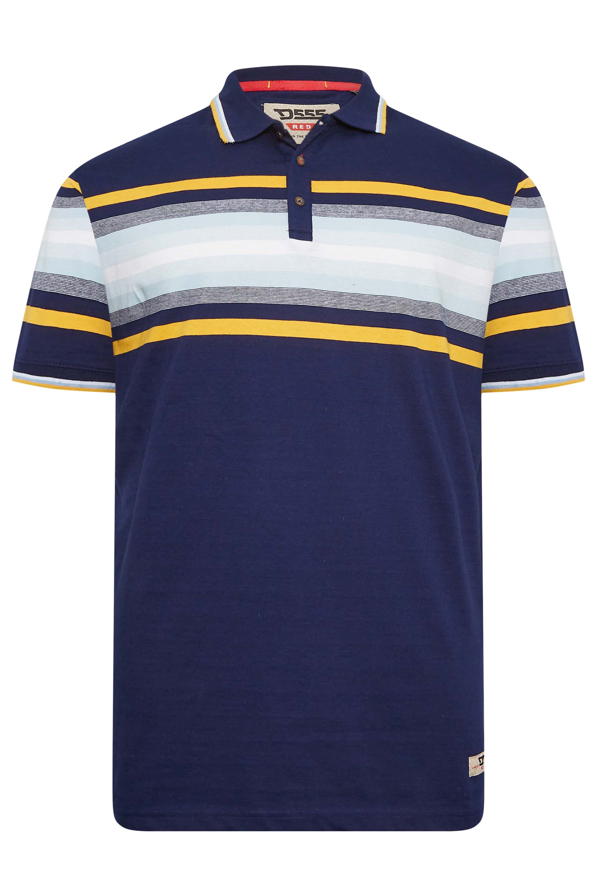 D555 Big & Tall Navy Blue Stripe Jersey Polo Shirt| BadRhino 3