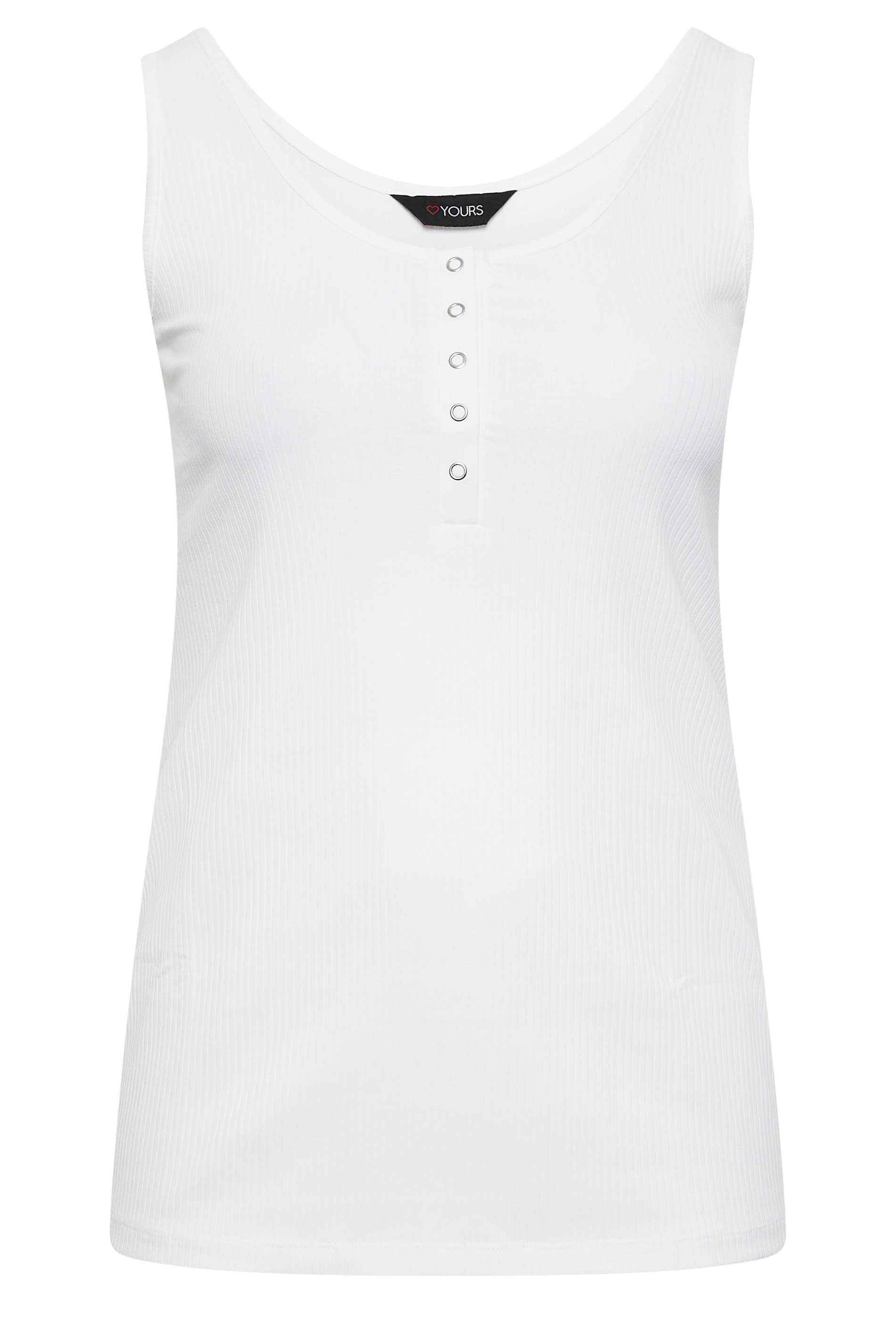 YOURS Plus Size Curve White Popper Vest Top | Yours Clothing