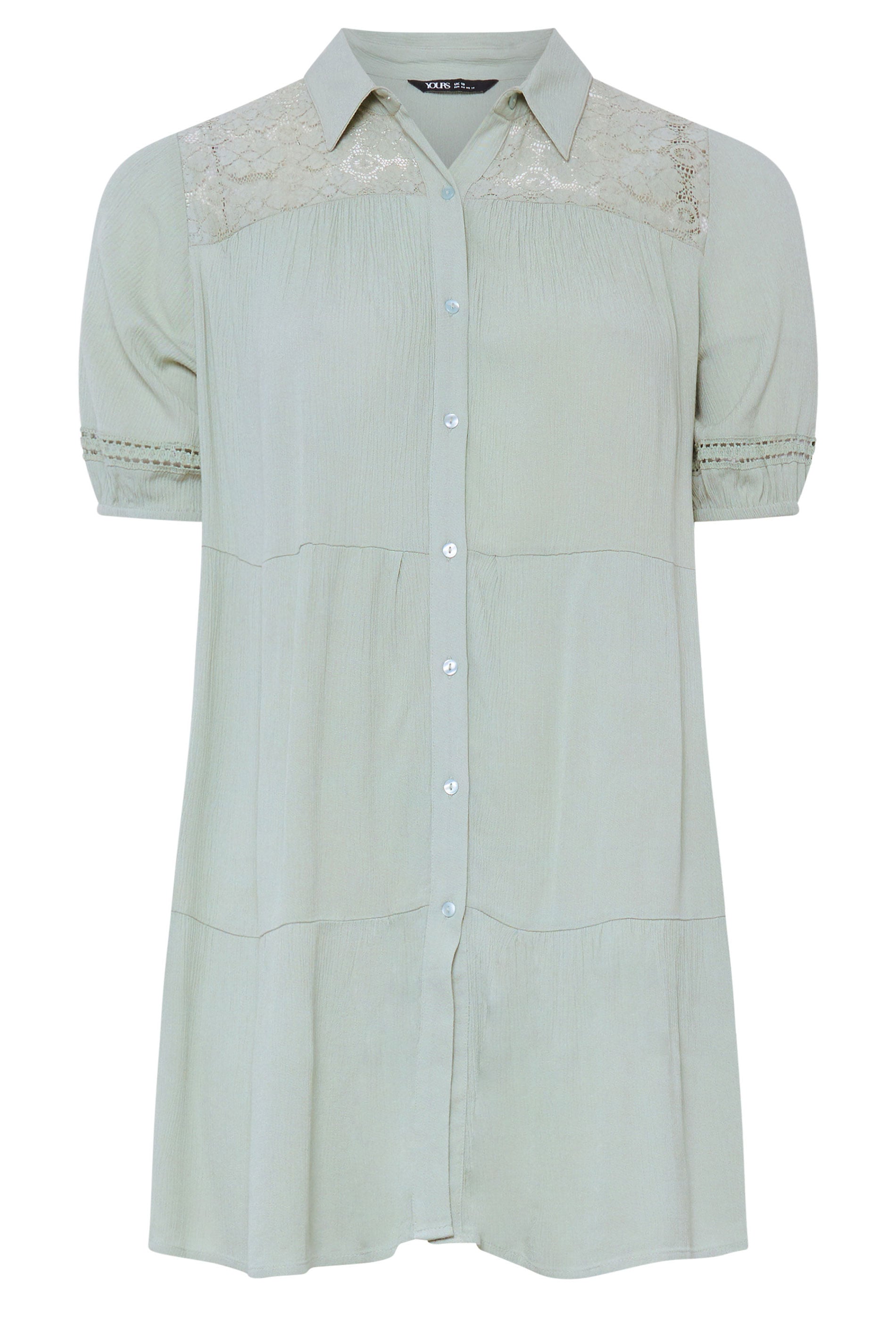 YOURS Plus Size Sage Green Tiered Shirt | Yours Clothing 5