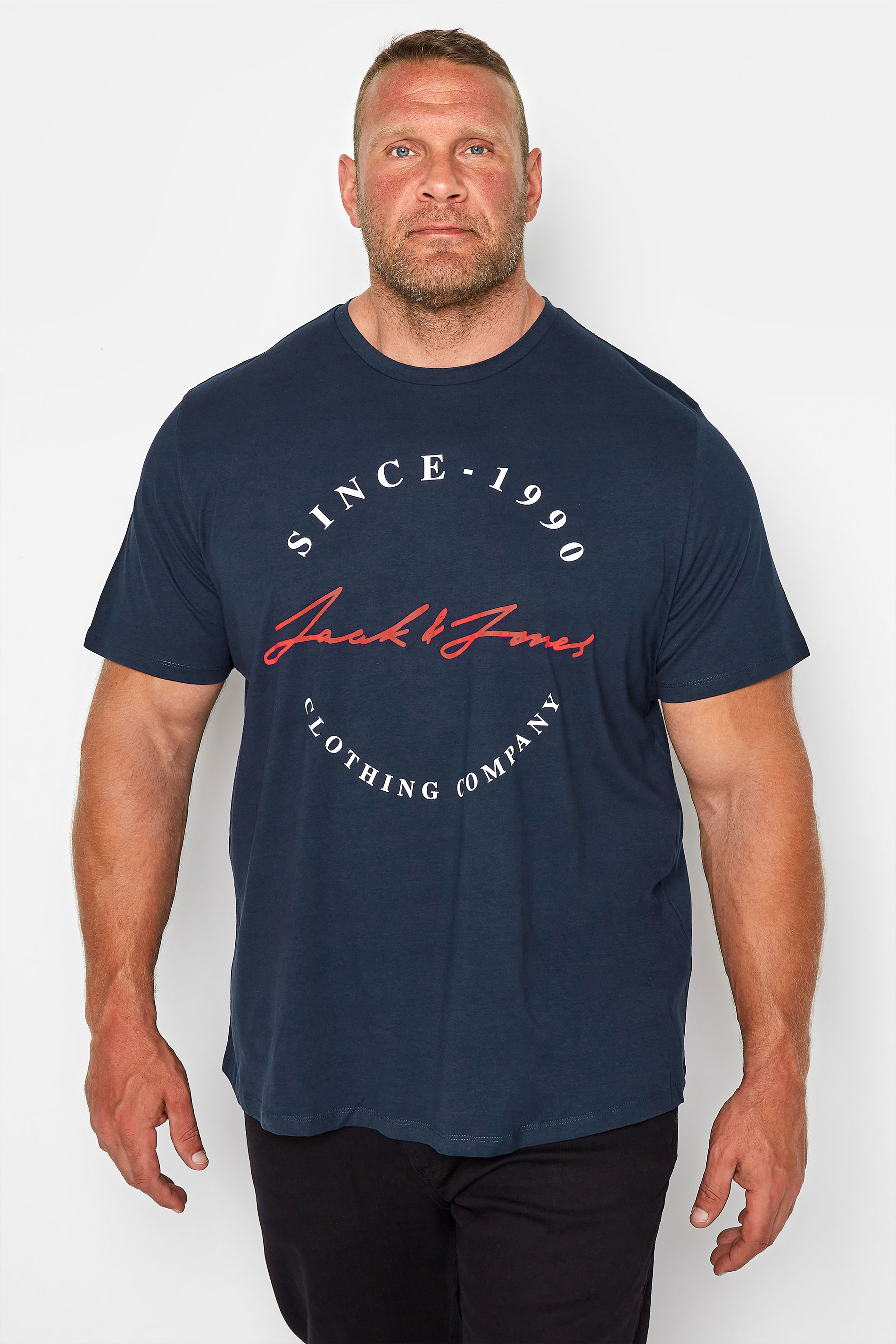 JACK & JONES Big & Tall Navy Blue Herro T-Shirt 1