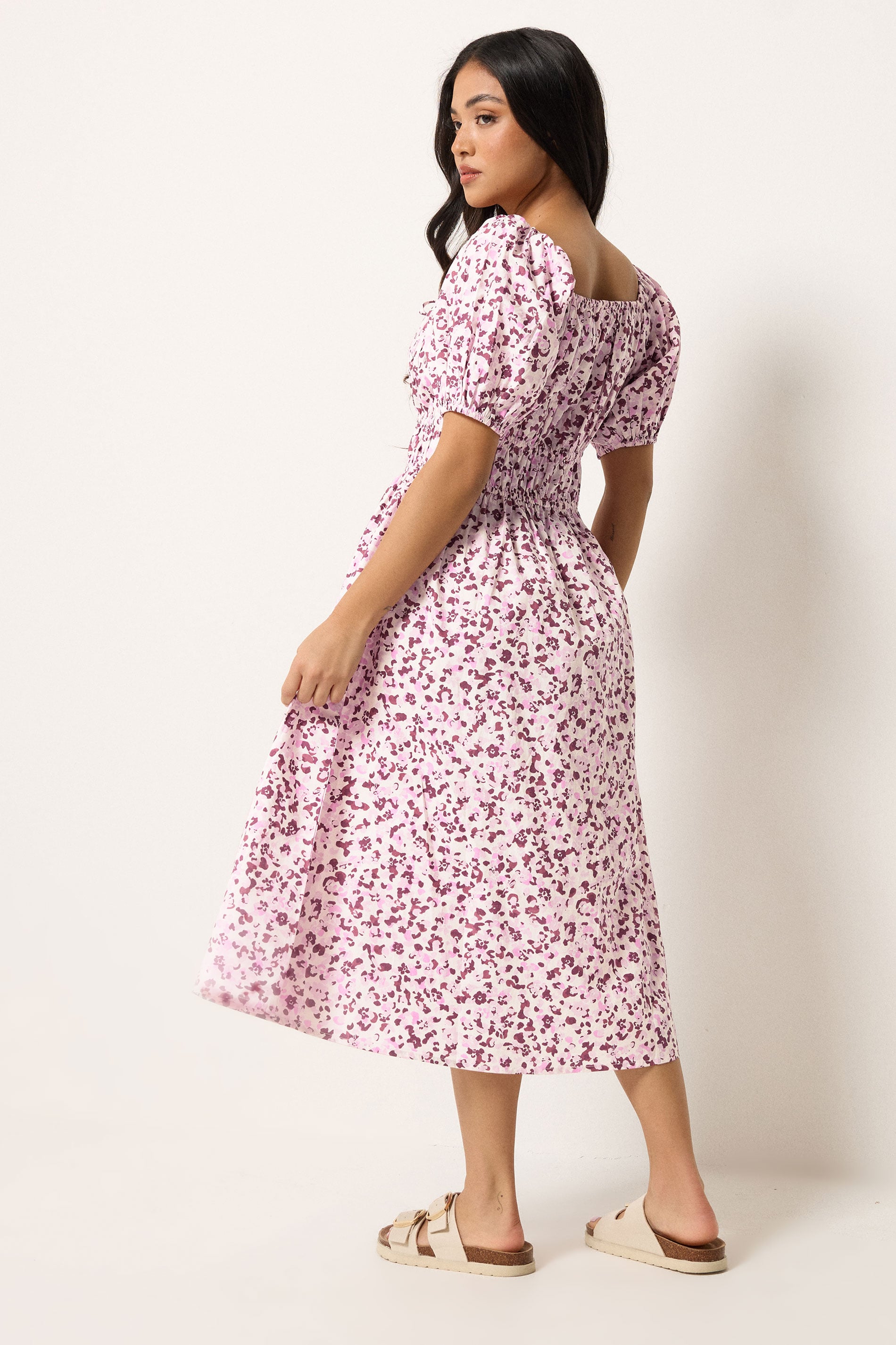 PixieGirl Petite Women's Pink Animal Print Midi Dress | PixieGirl 2