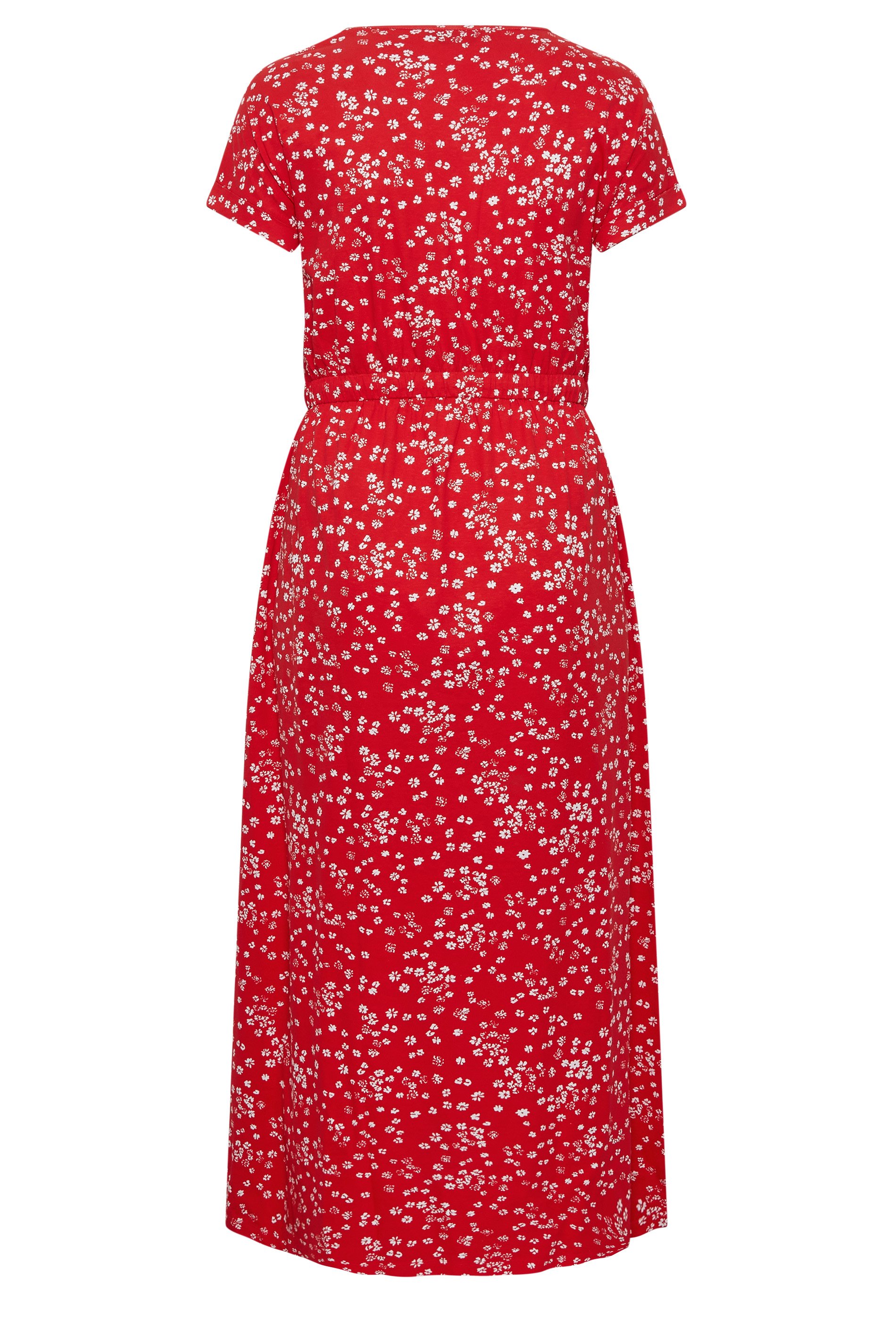 YOURS Plus Size Red Floral Print Maxi T-Shirt Dress | Yours Clothing