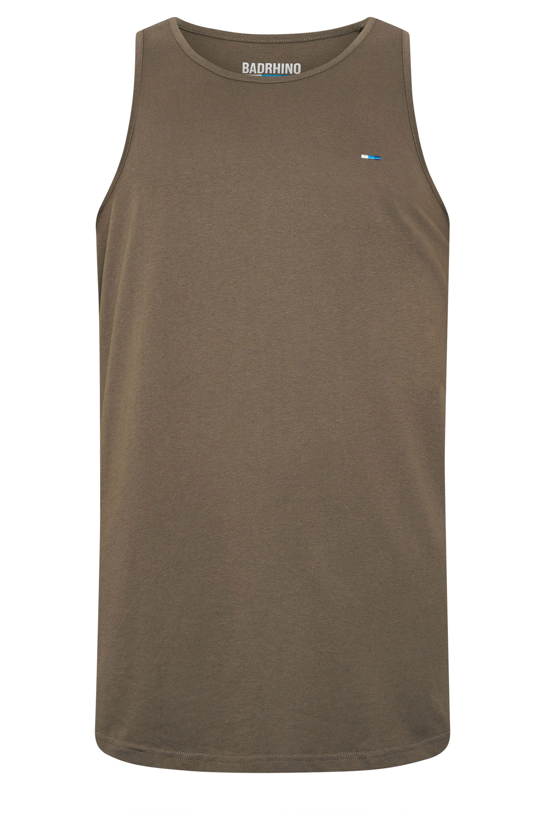 BadRhino Big & Tall 3 Pack Blue/Green/Brown Extra Long Plain Vest Top | BadRhino 9