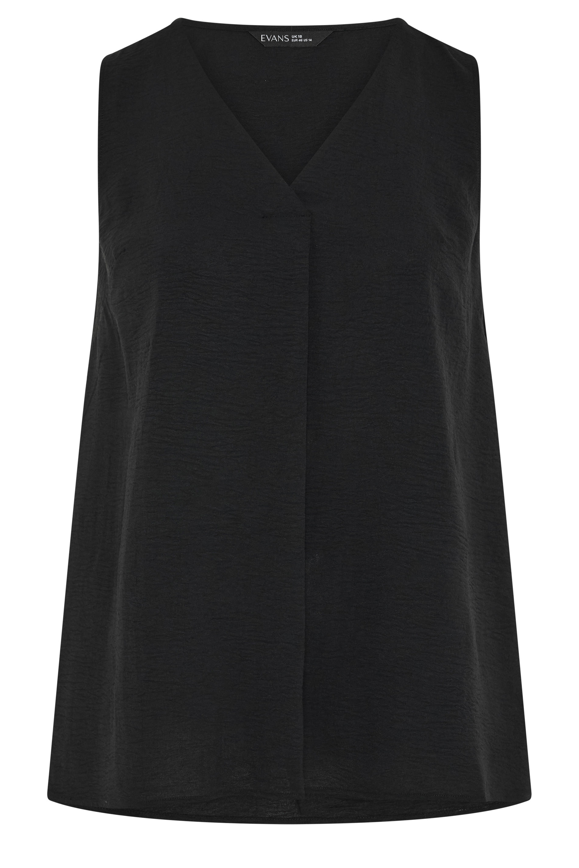 EVANS Curve Black Pleat Swing Vest Top | Evans 5
