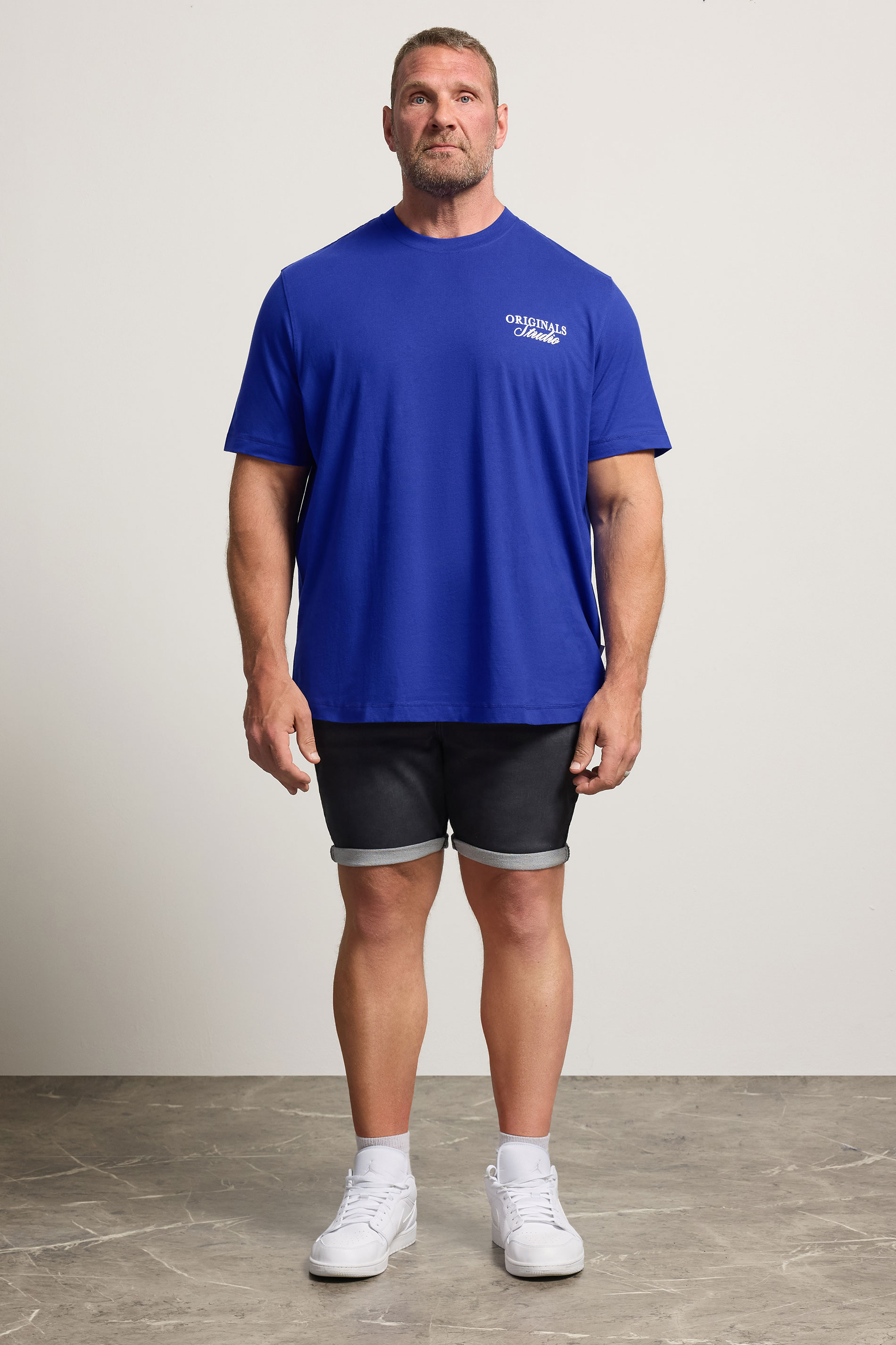 JACK & JONES Big & Tall Blue Crew Neck Back Graphic Tee | BadRhino 1