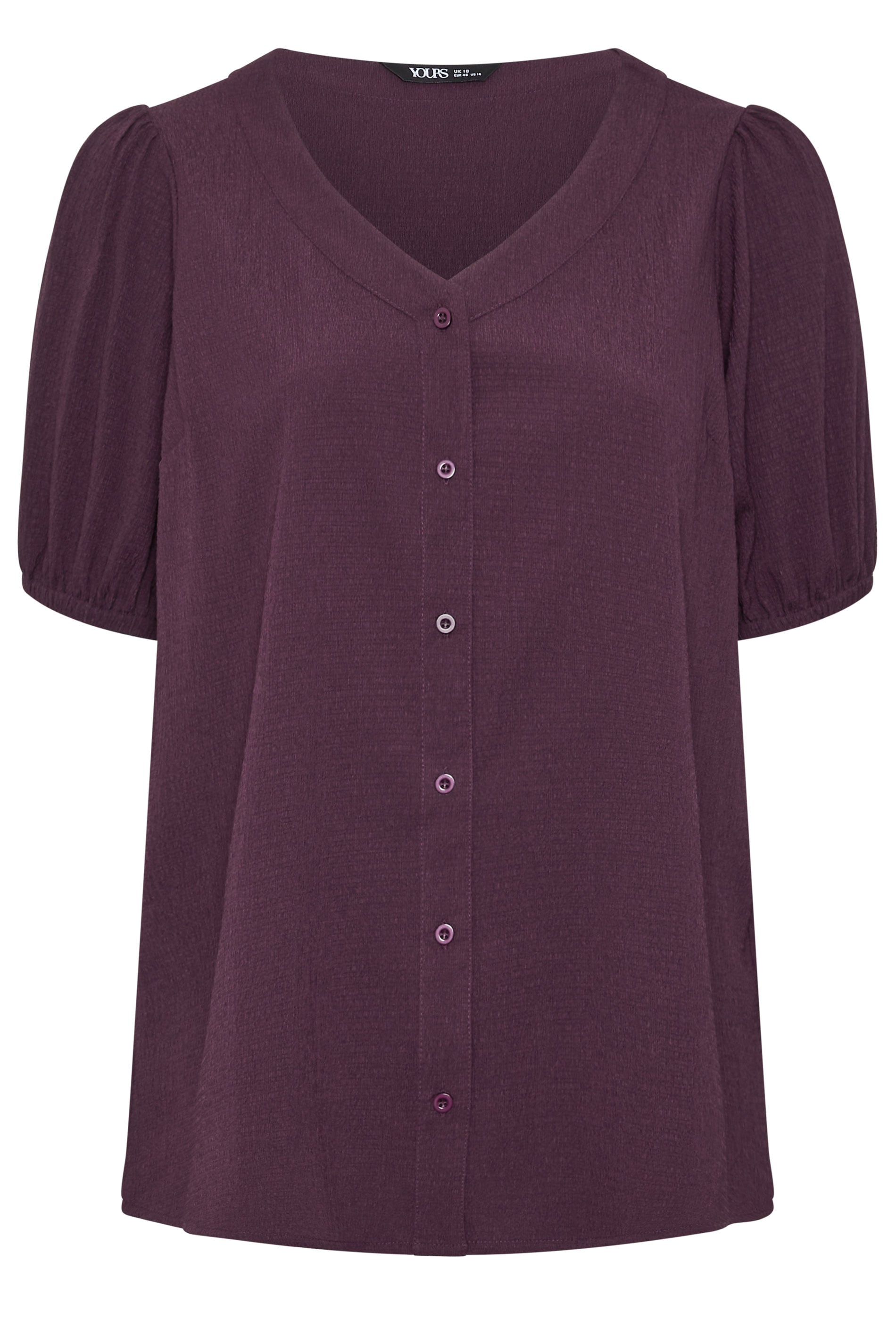 YOURS Plus Size Purple Button Textured Blouse | Yours Clothing 5