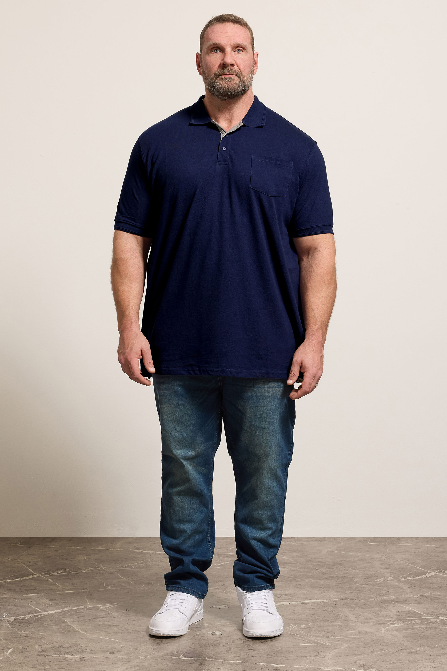 D555 Navy Blue Basic Polo Shirt | BadRhino 1
