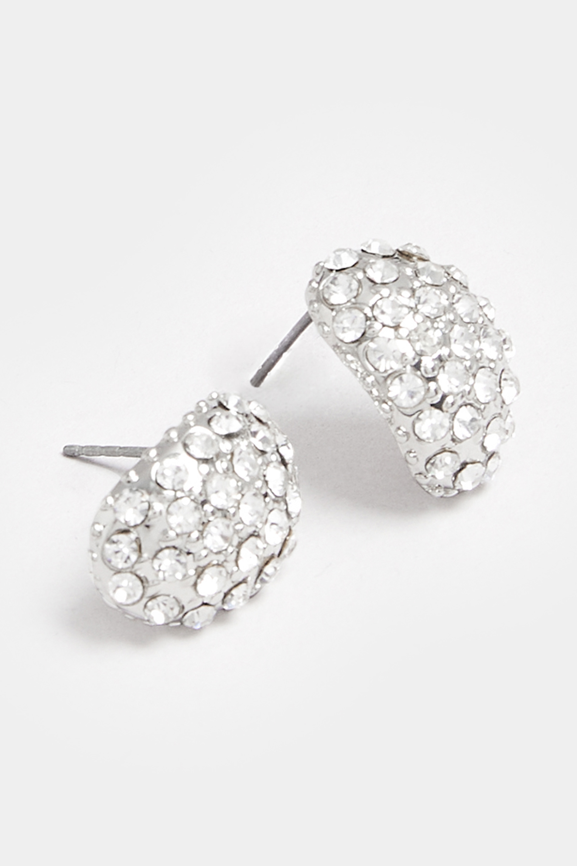 Silver Tone Diamante Half Hoop Earrings | Yours Clothing 3