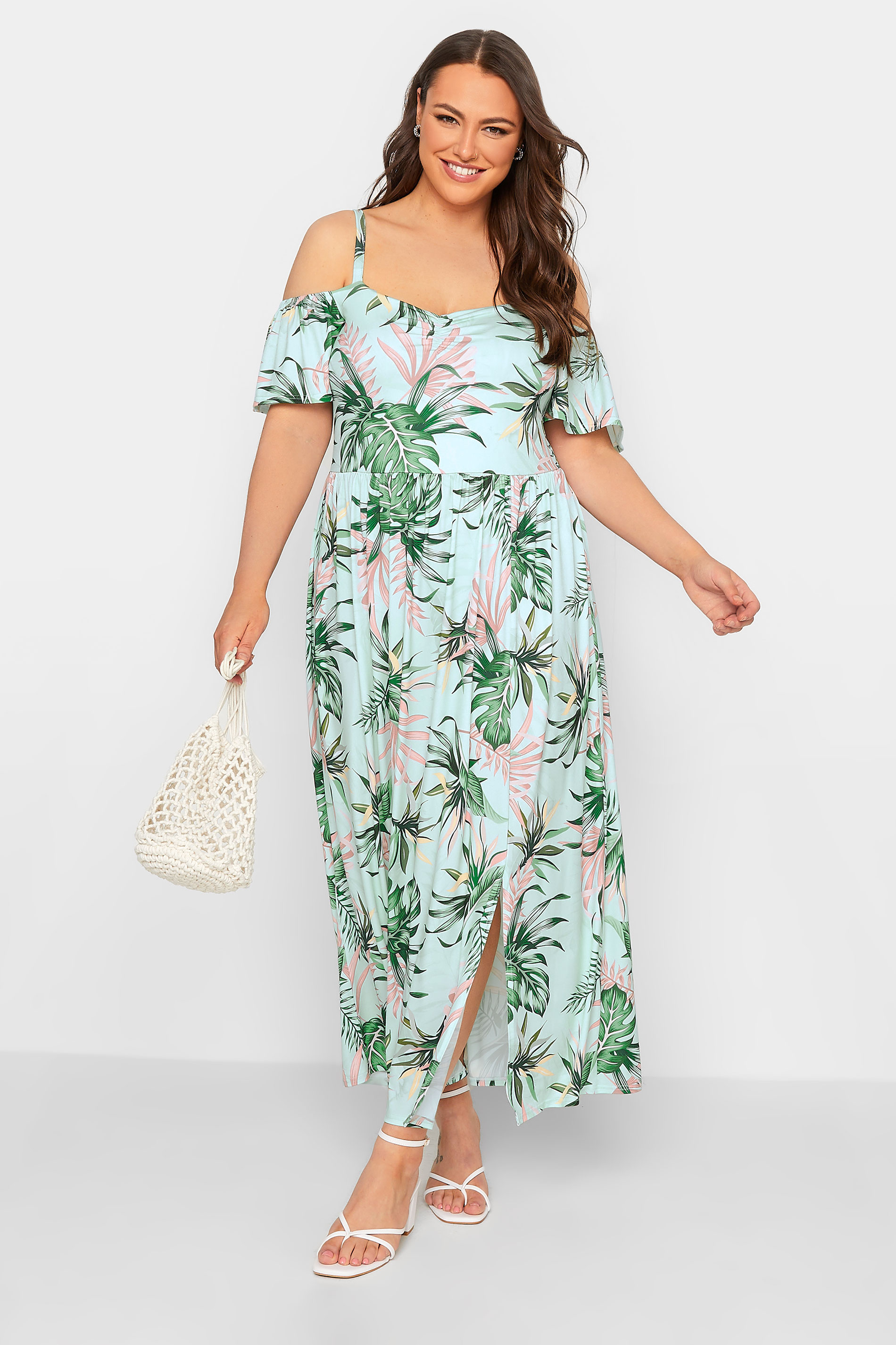 YOURS LONDON Plus Size Blue Tropical Print Maxi Dress | Yours Clothing