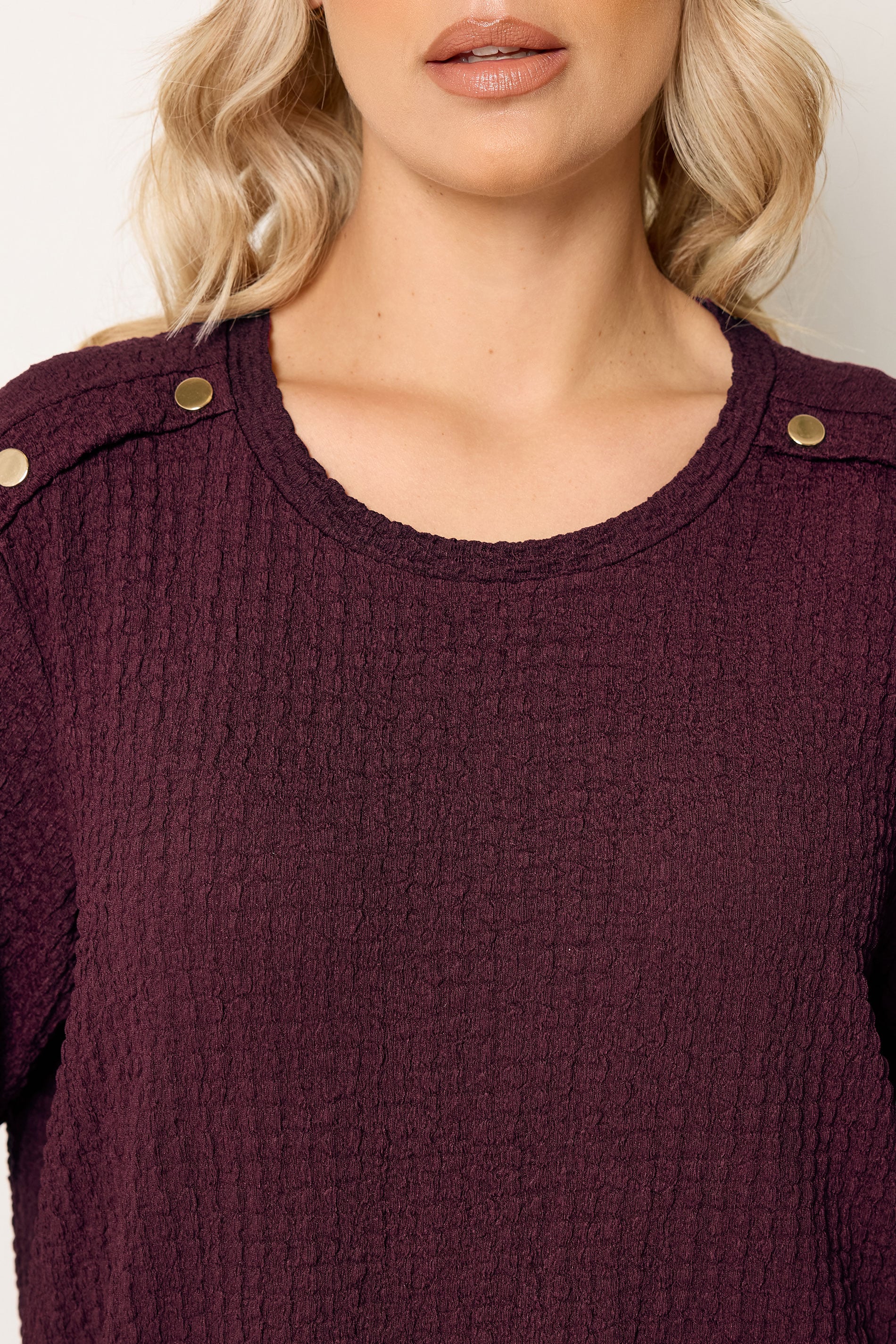 YOURS Plus Size Burgundy Red Bubble Texture Top | Yours Clothing 4