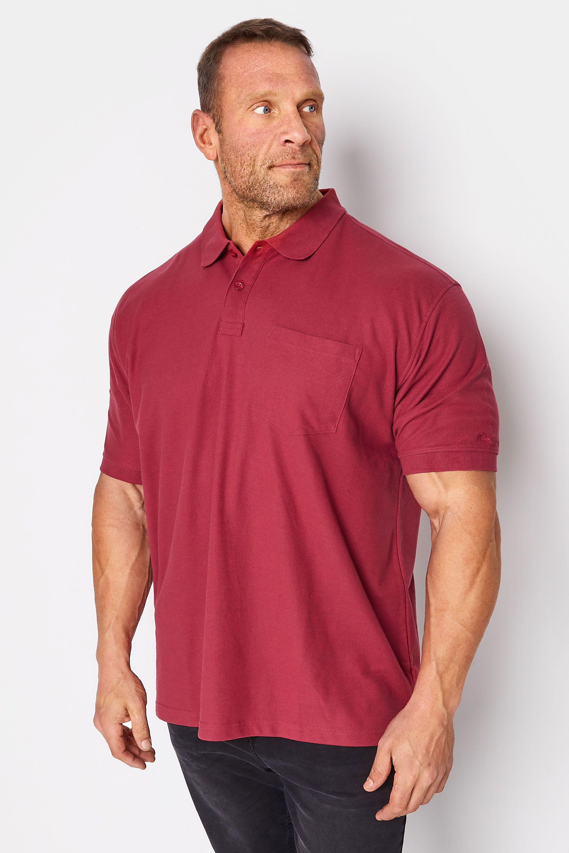 KAM Big & Tall Red Pocket Polo Shirt 1