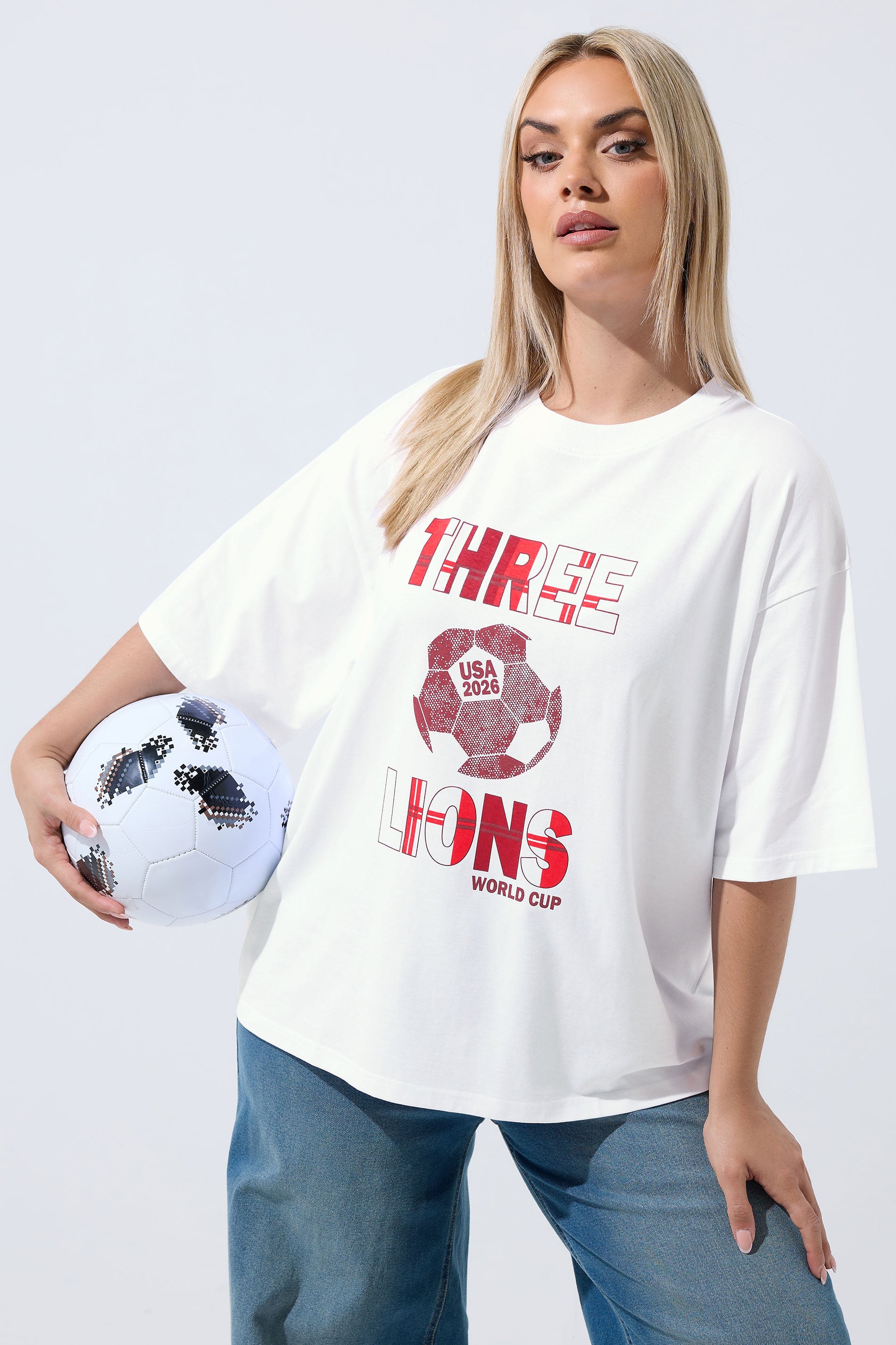 LIMITED COLLECTION Plus Size White 'Three Lions' England T-Shirt | Yours Clothing 3