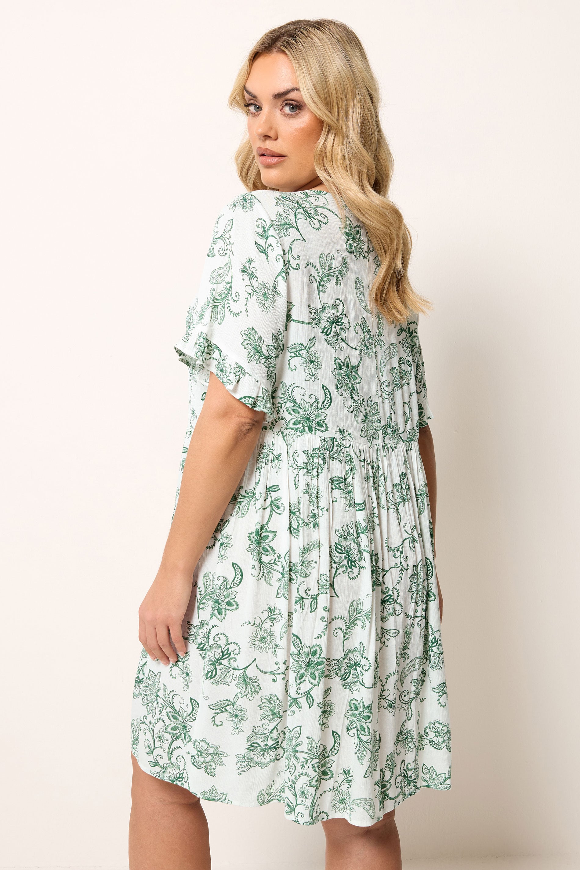 YOURS Plus Size White Paisley Mini Dress | Yours Clothing 2