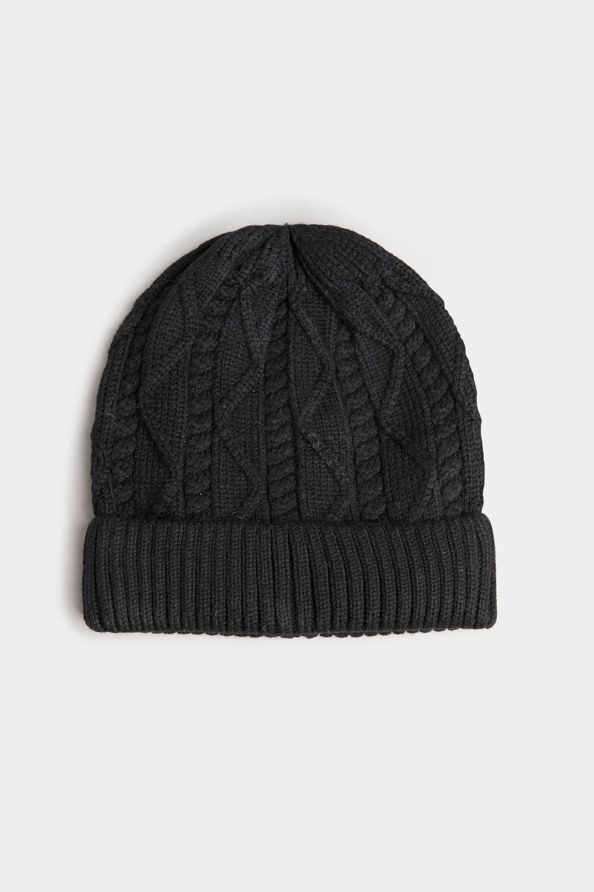 Black Cable Knitted Beanie Hat 1