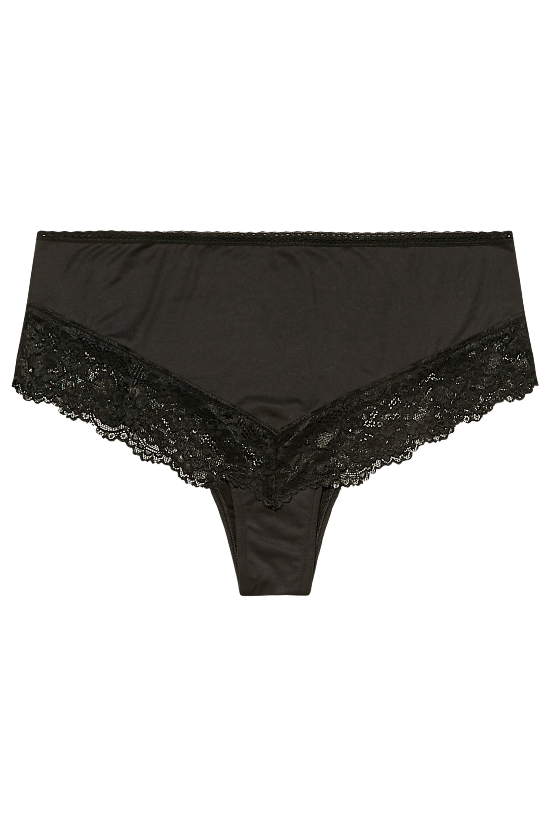Plus Size Black Lace Trim High Waisted Brazilian Shorts | Yours Clothing 3