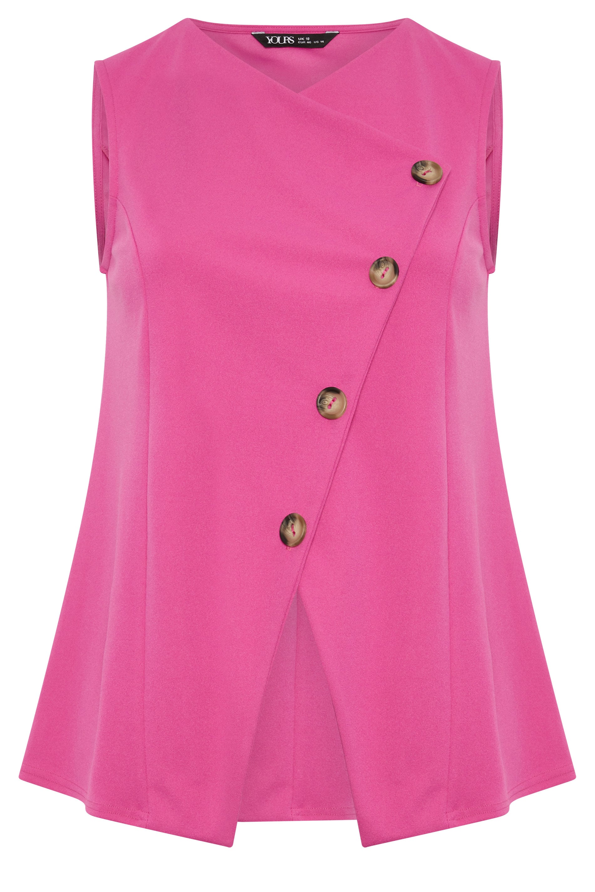 YOURS Plus Size Pink Asymmetric Waistcoat | Yours Clothing 5