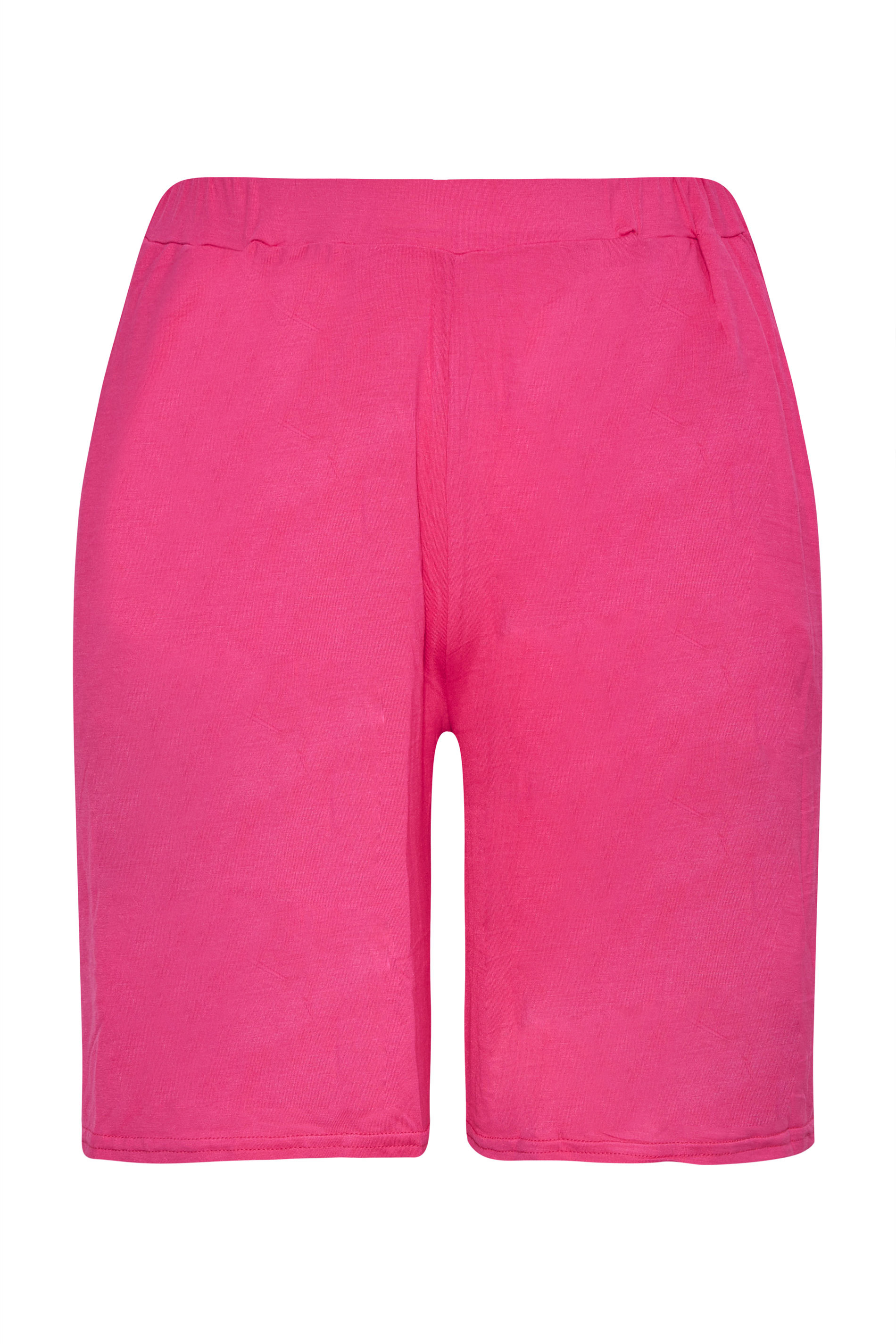 Plus Size Bright Pink Pull On Stretch Jersey Shorts | Yours Clothing