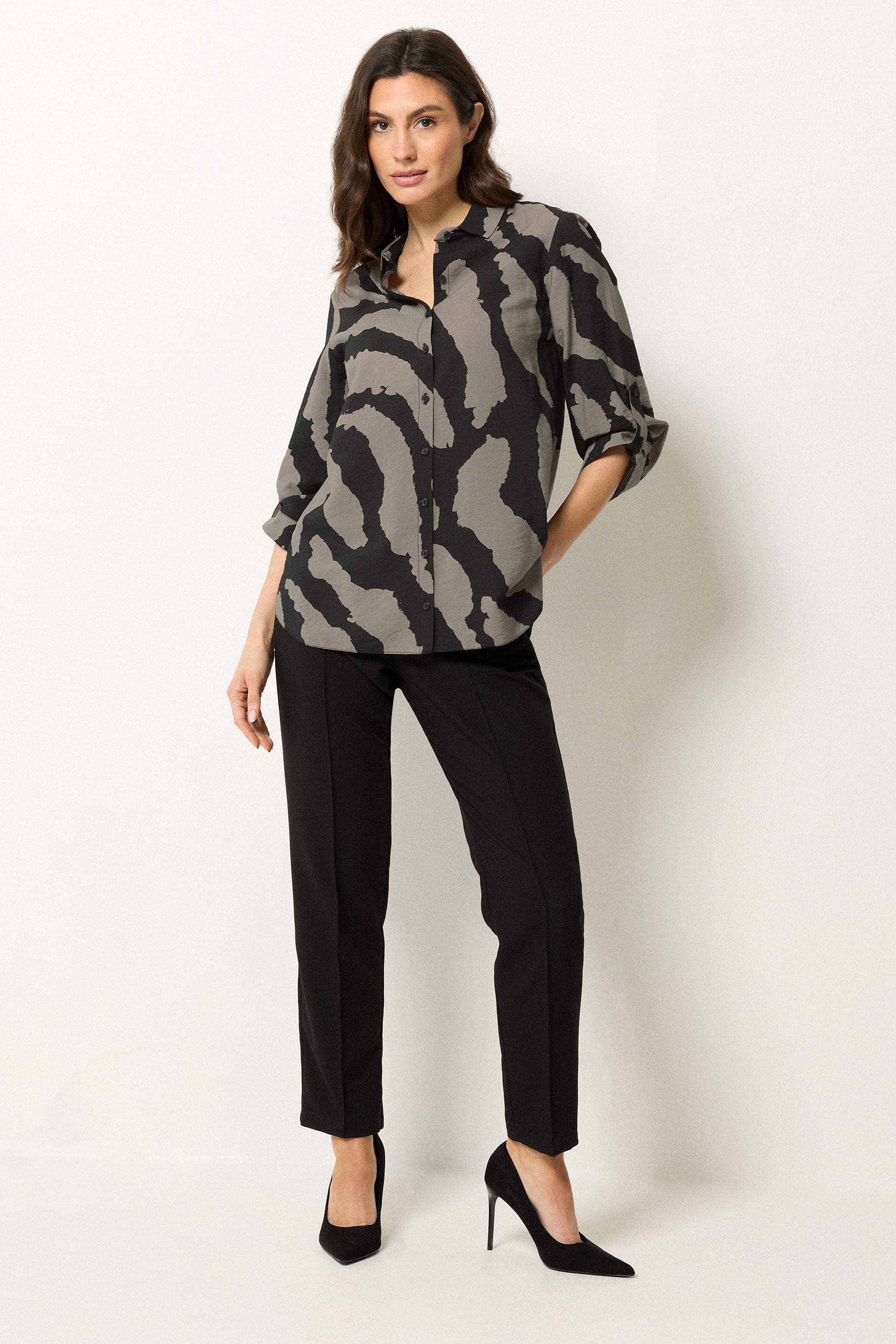 M&Co Grey & Black Animal Print Shirt 2