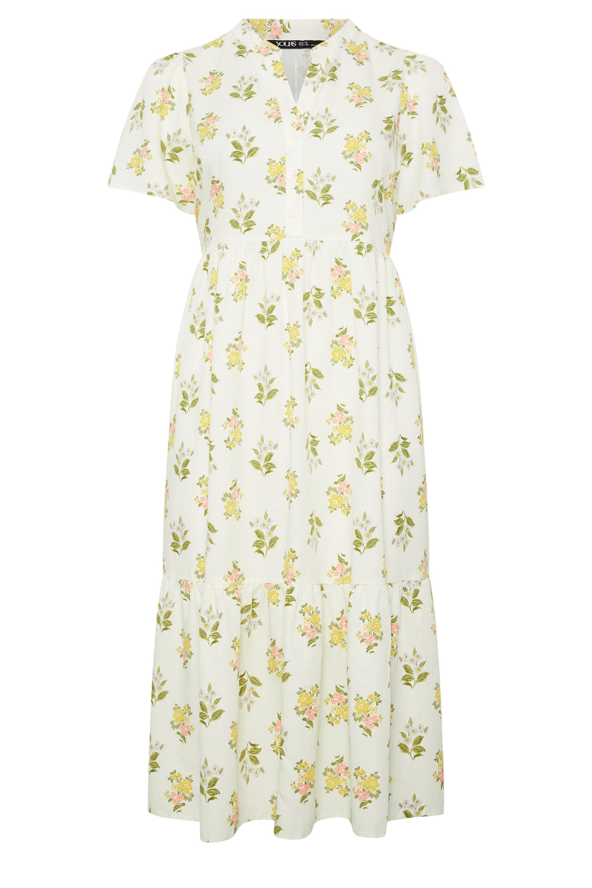 YOURS plus size White Floral Half Placket Midi Dress 5