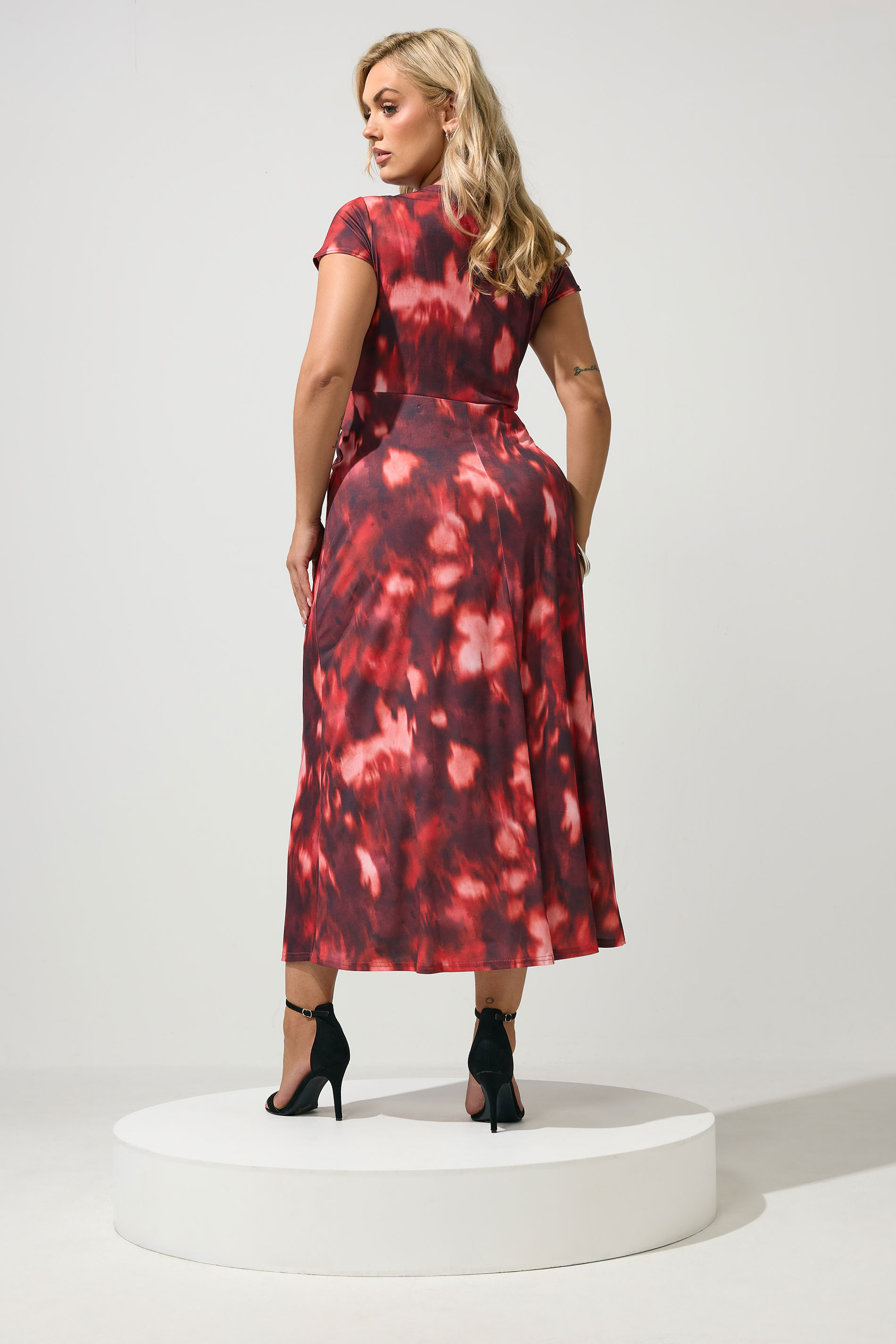 YOURS LONDON Plus Size Red Abstract Print Twist Front Dress | Yours Clothing 2