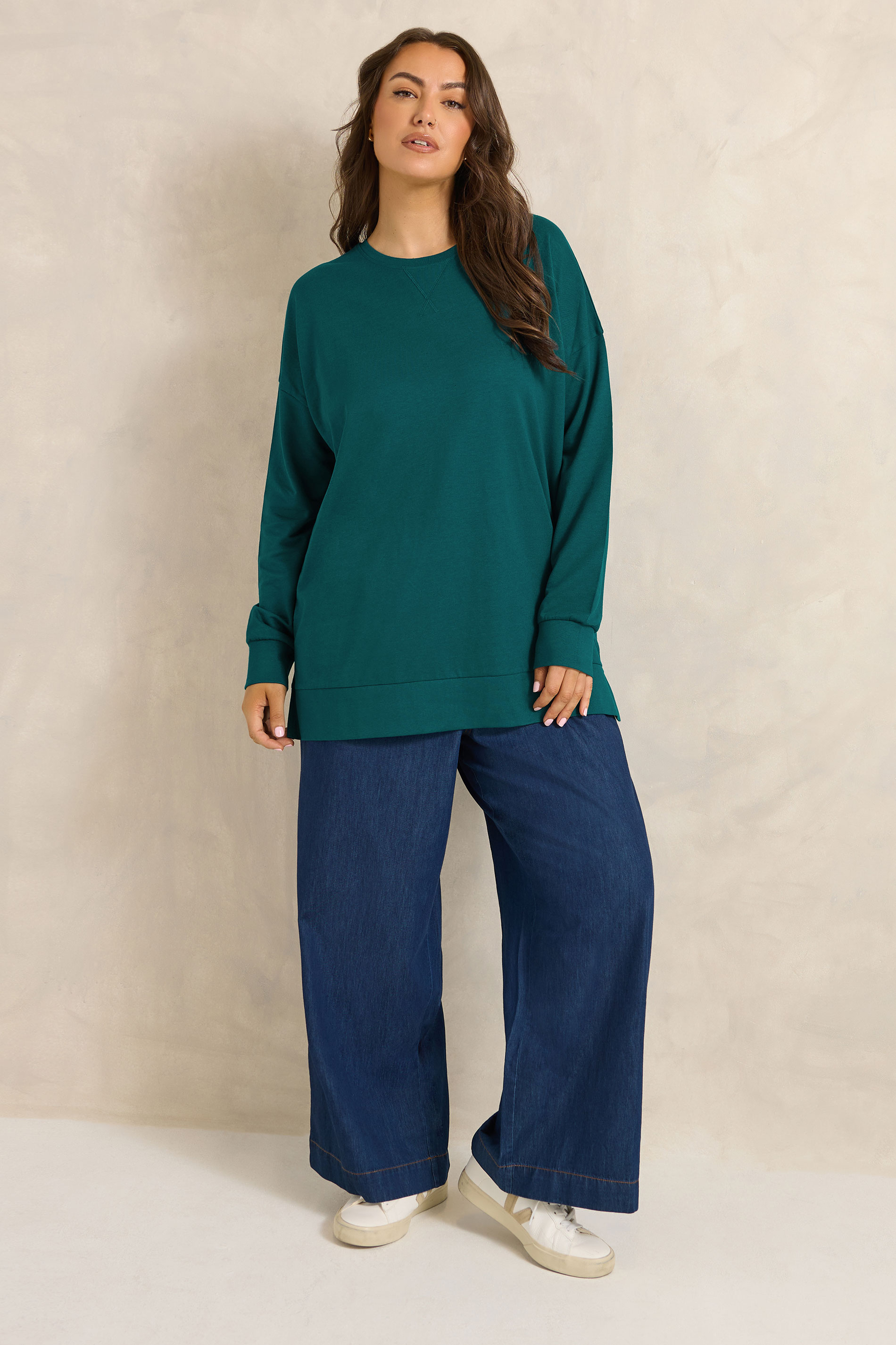 EVANS Plus Size Teal Green Luxe Sweatshirt | Evans 1