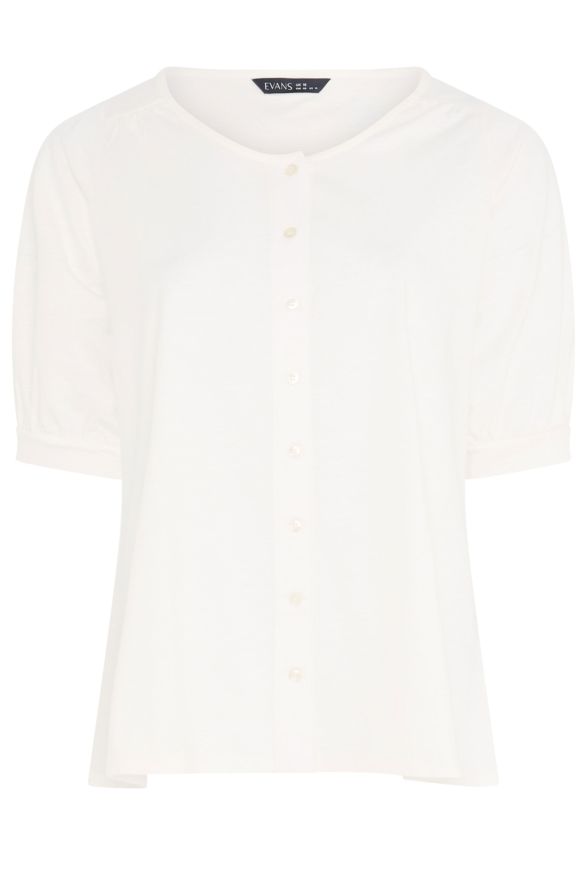 EVANS Plus Size Ivory White Short Sleeve Cotton Top | Evans 5