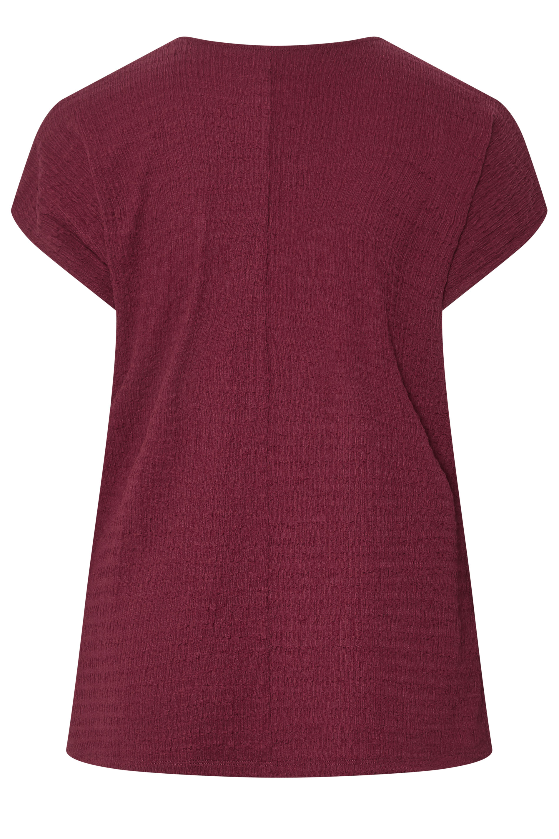 YOURS Plus Size Red Textured V Neckline T-Shirt | Yours Clothing 2