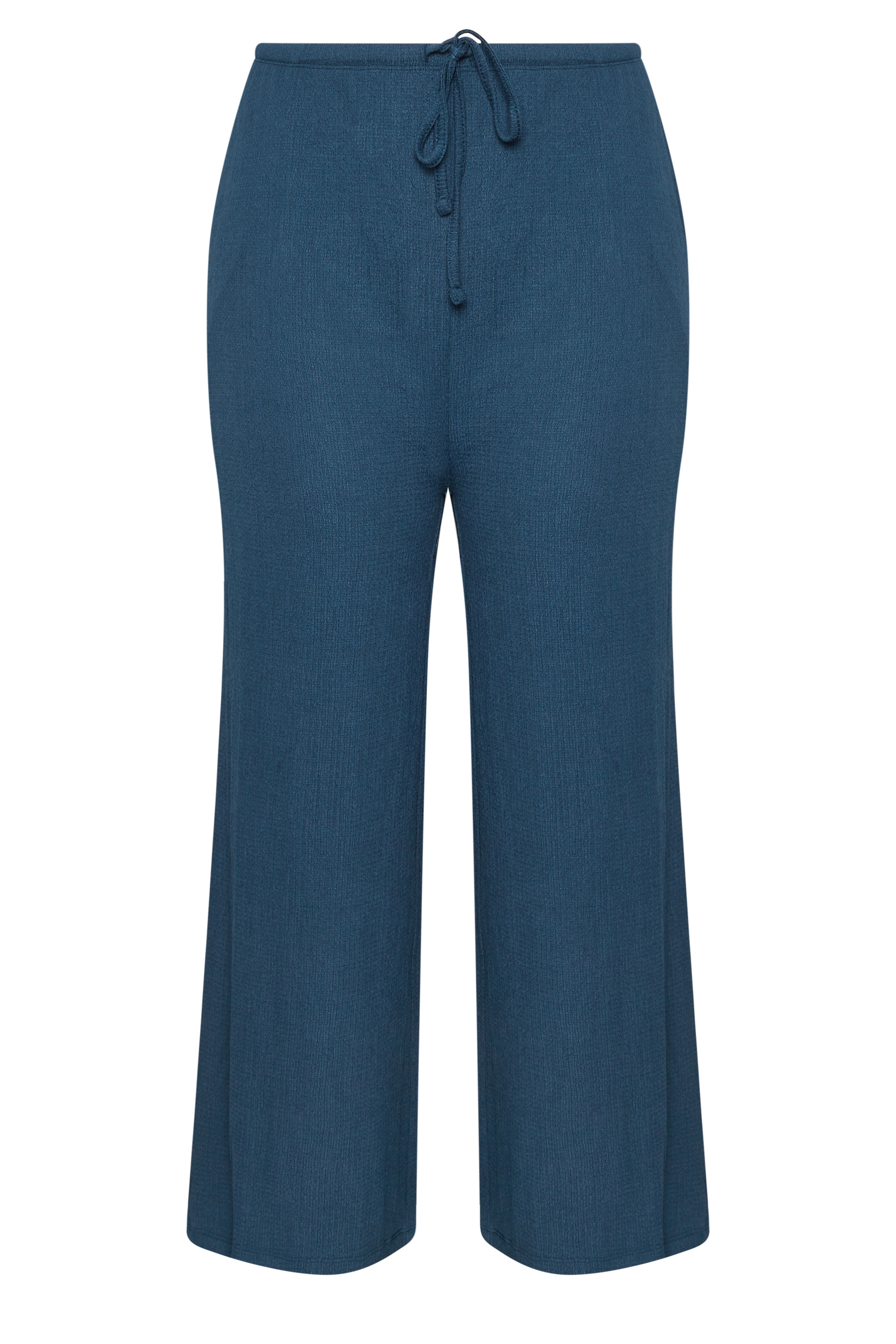 YOURS Plus Size Blue Textured Trousers | Yours Clothing