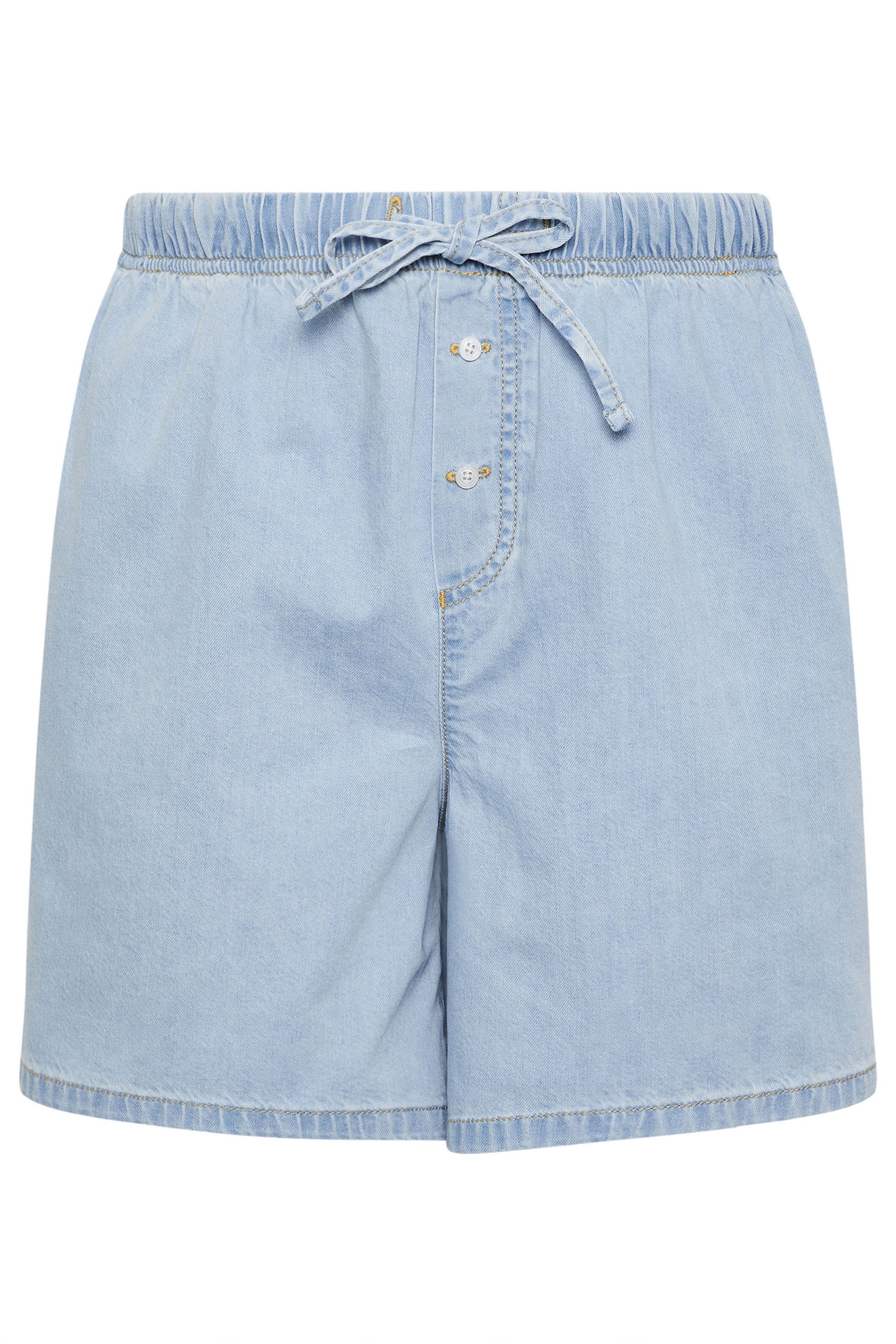 YOURS Plus Size Blue Tie Waist Denim Shorts | Yours Clothing 5