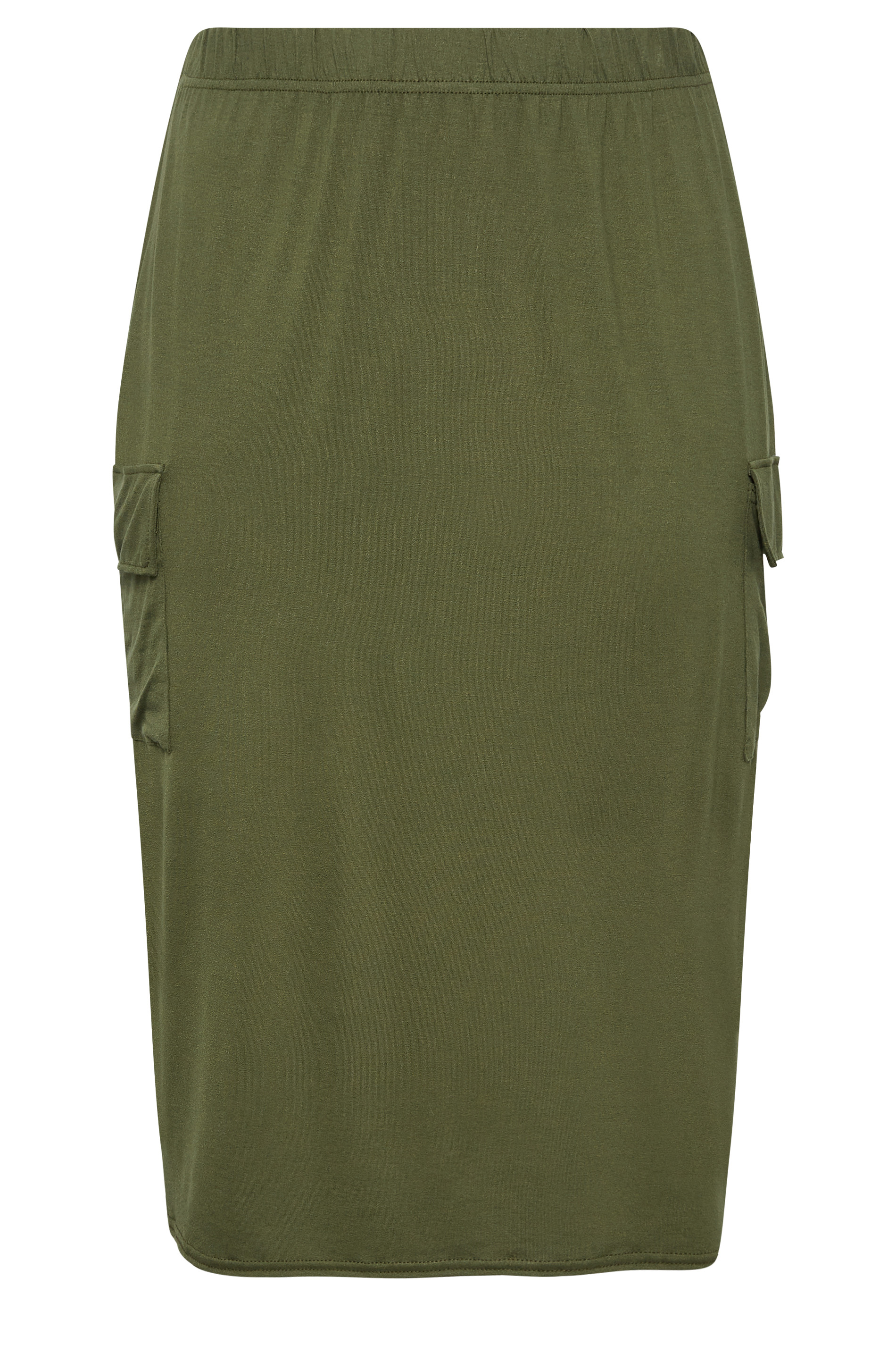 Yours Curve Plus Size Khaki Green Midi Cargo Skirt | Yours Clothing