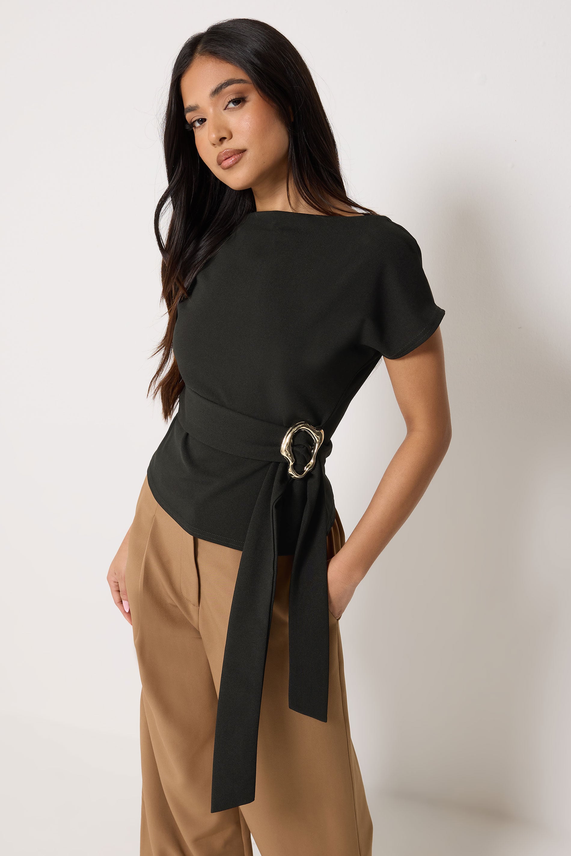PixieGirl Petite Women's Black Buckle Top | PixieGirl 3