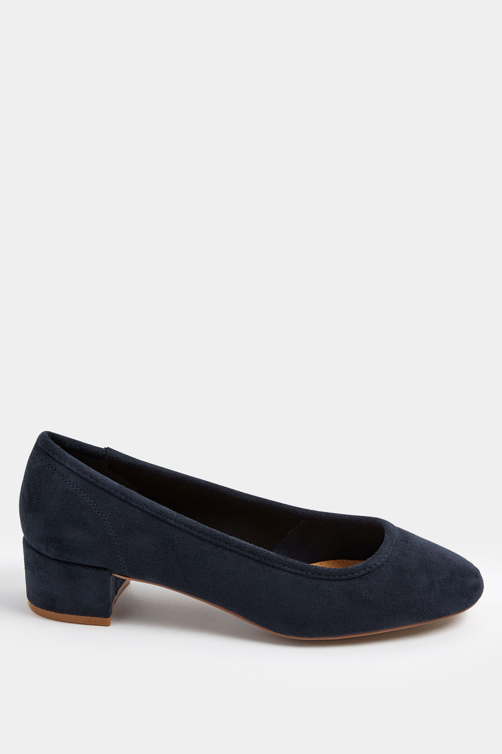 LTS Navy Blue Block Heel Ballerina Pumps | Long Tall Sally 2