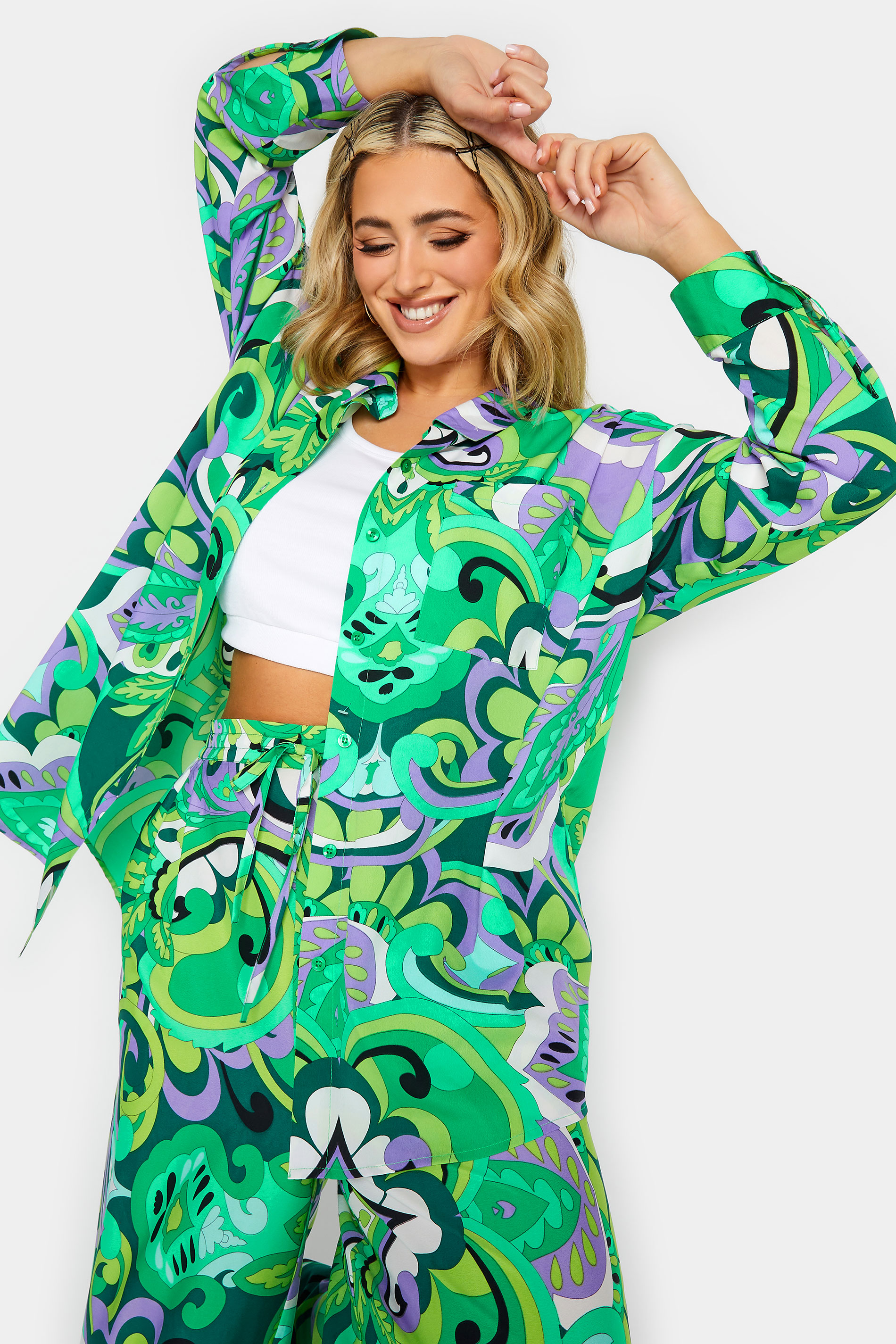 LIMITED COLLECTION Plus Size Curve Green Abstract Print Shirt | Yours ...