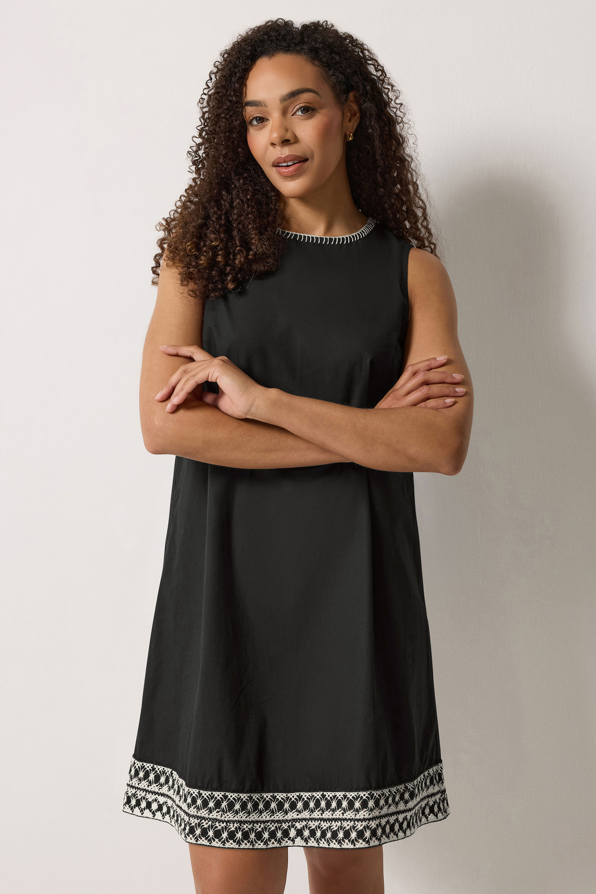 M&Co Black Contrast Trim Cotton Shift Dress | M&Co 1
