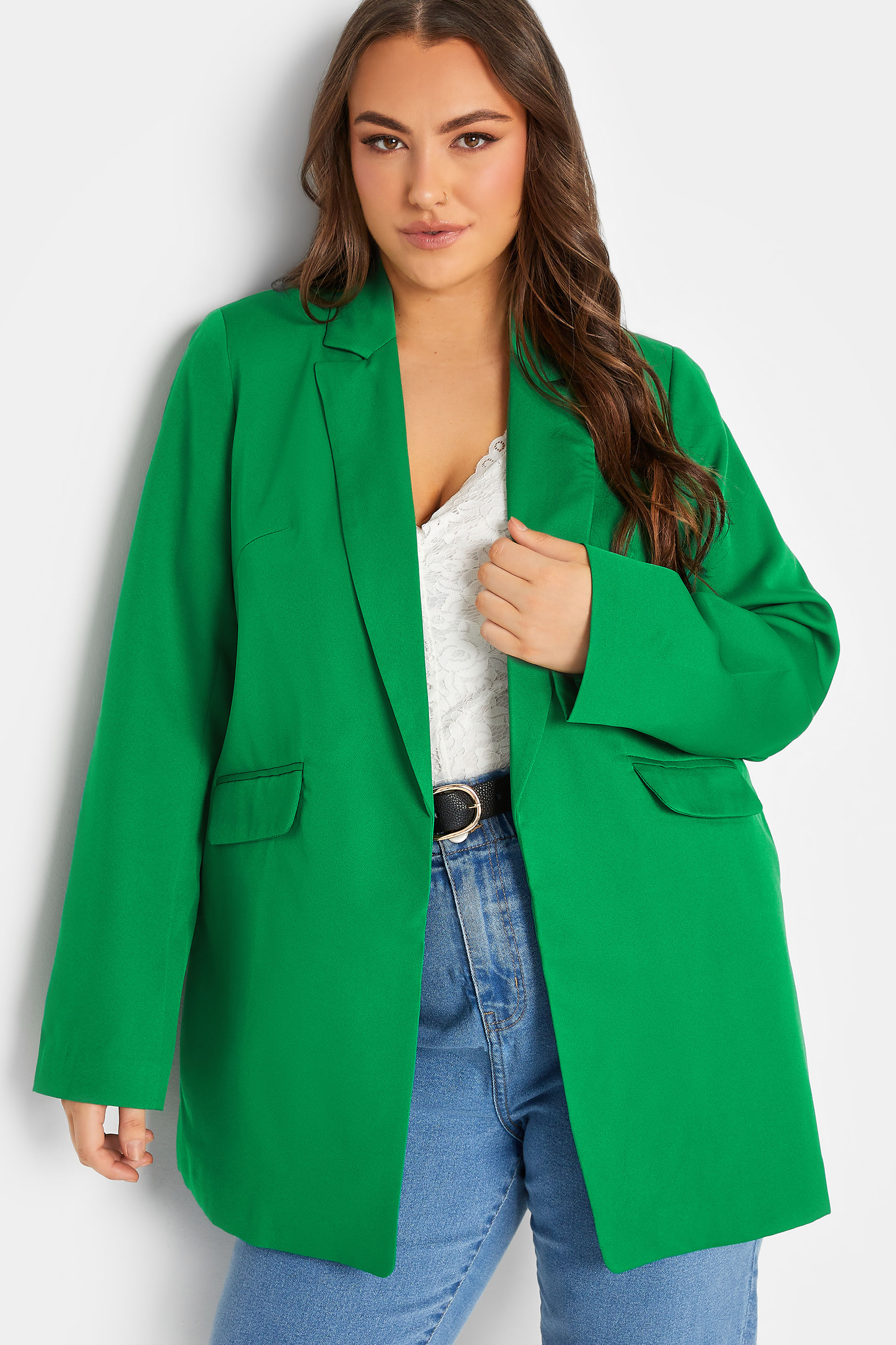 Plus Size Green Tailored Blazer | Yours Clothing