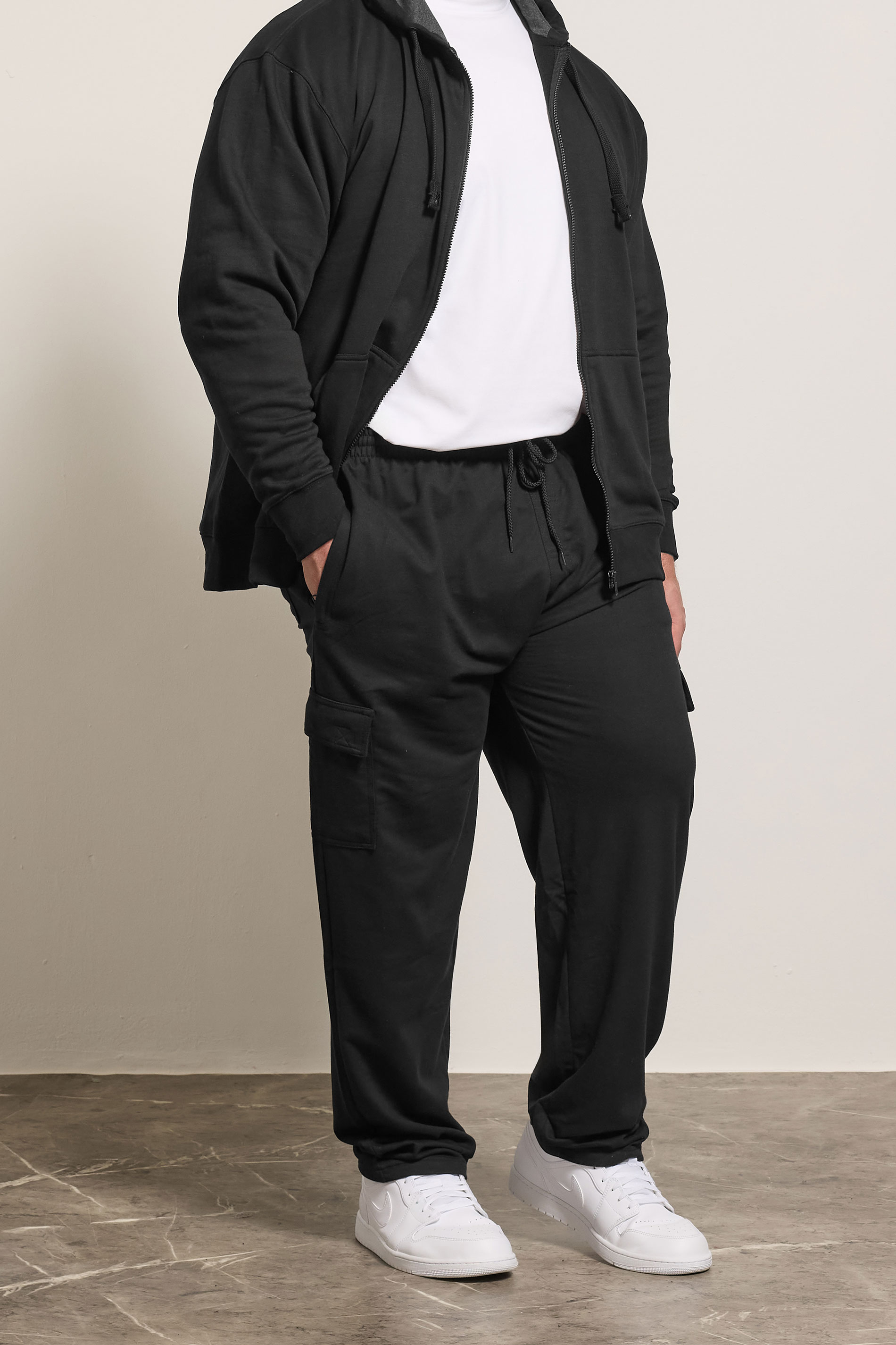 KAM Black Cargo Joggers | BadRhino 1