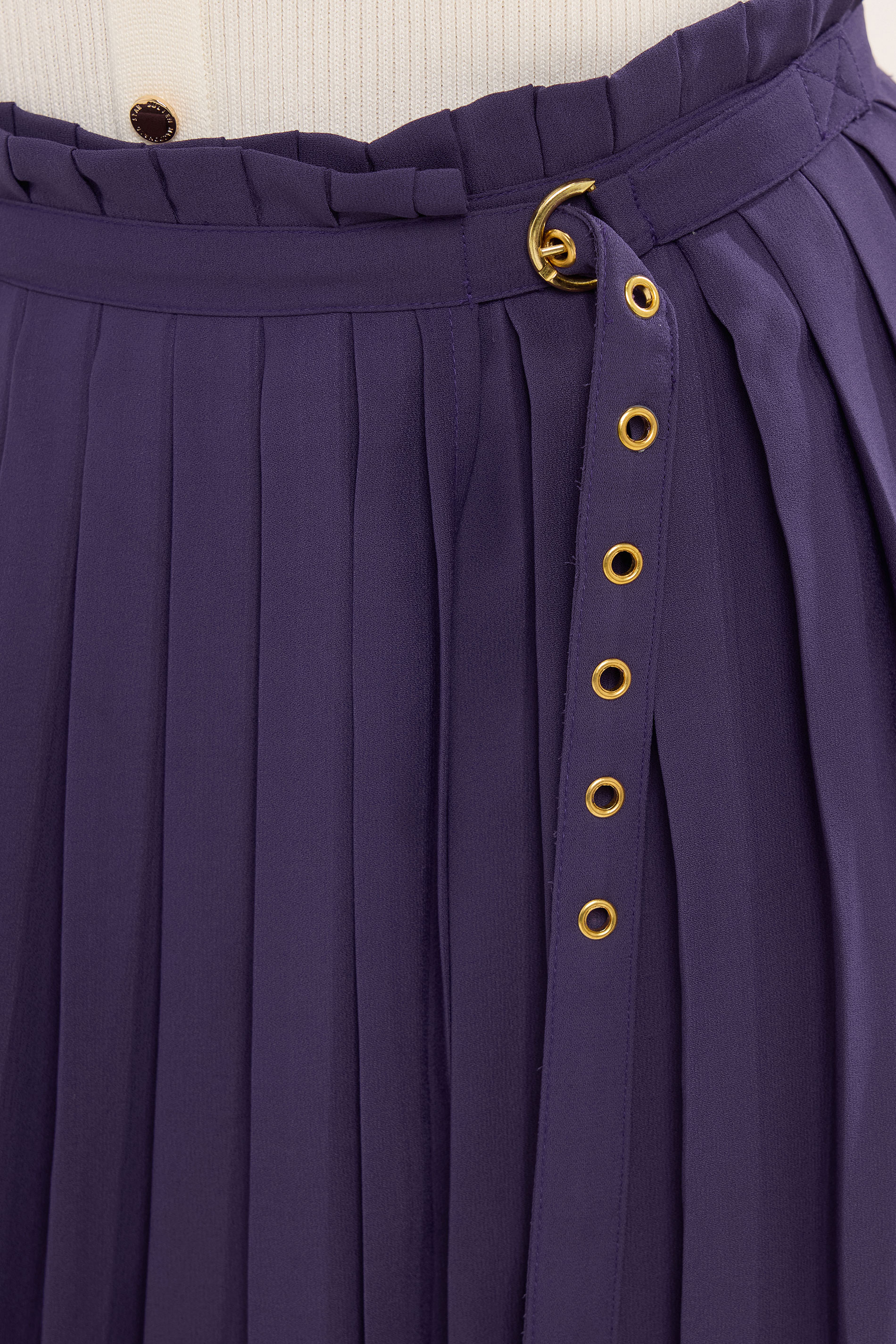 STAR Purple Pleated Belt Buckle Maxi Skirt | StarByJM 4