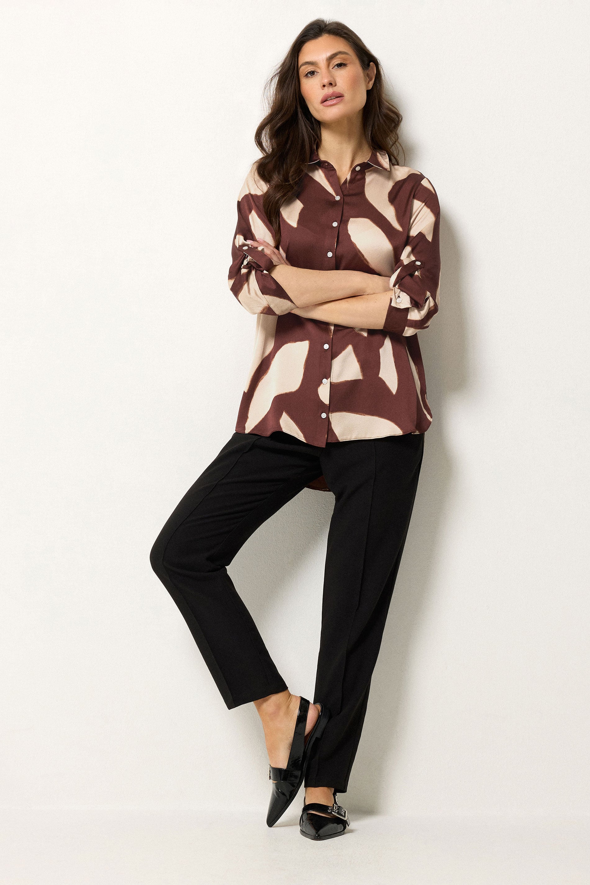 M&Co Brown Abstract Print Shirt | M&Co 1