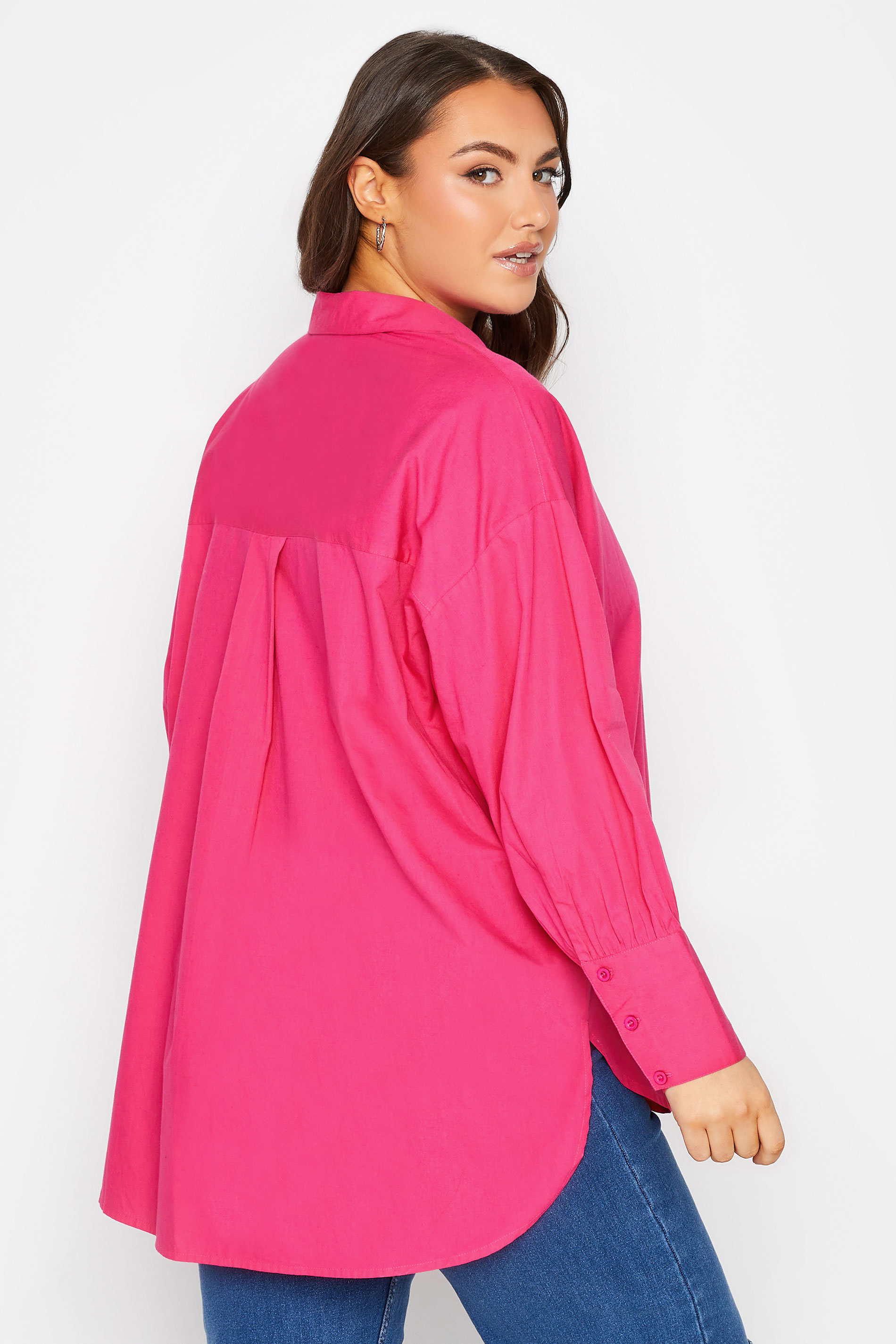Plus Size Pink Oversized Poplin Shirt | Yours Clothing 3