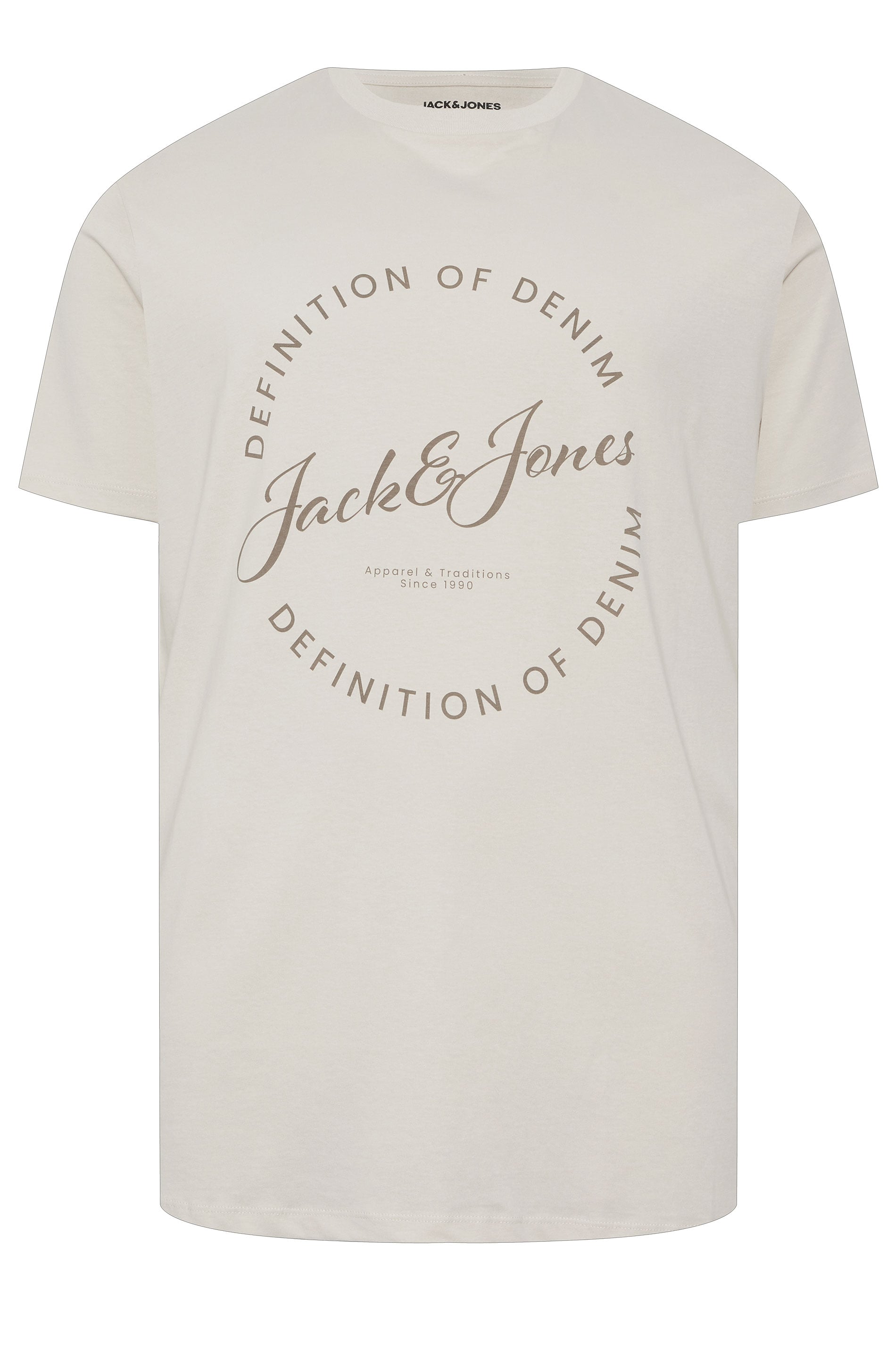 JACK & JONES Big & Tall 5 PACK Blue/Navy Blue/Green/Off-White/Black T-Shirts | BadRhino 8