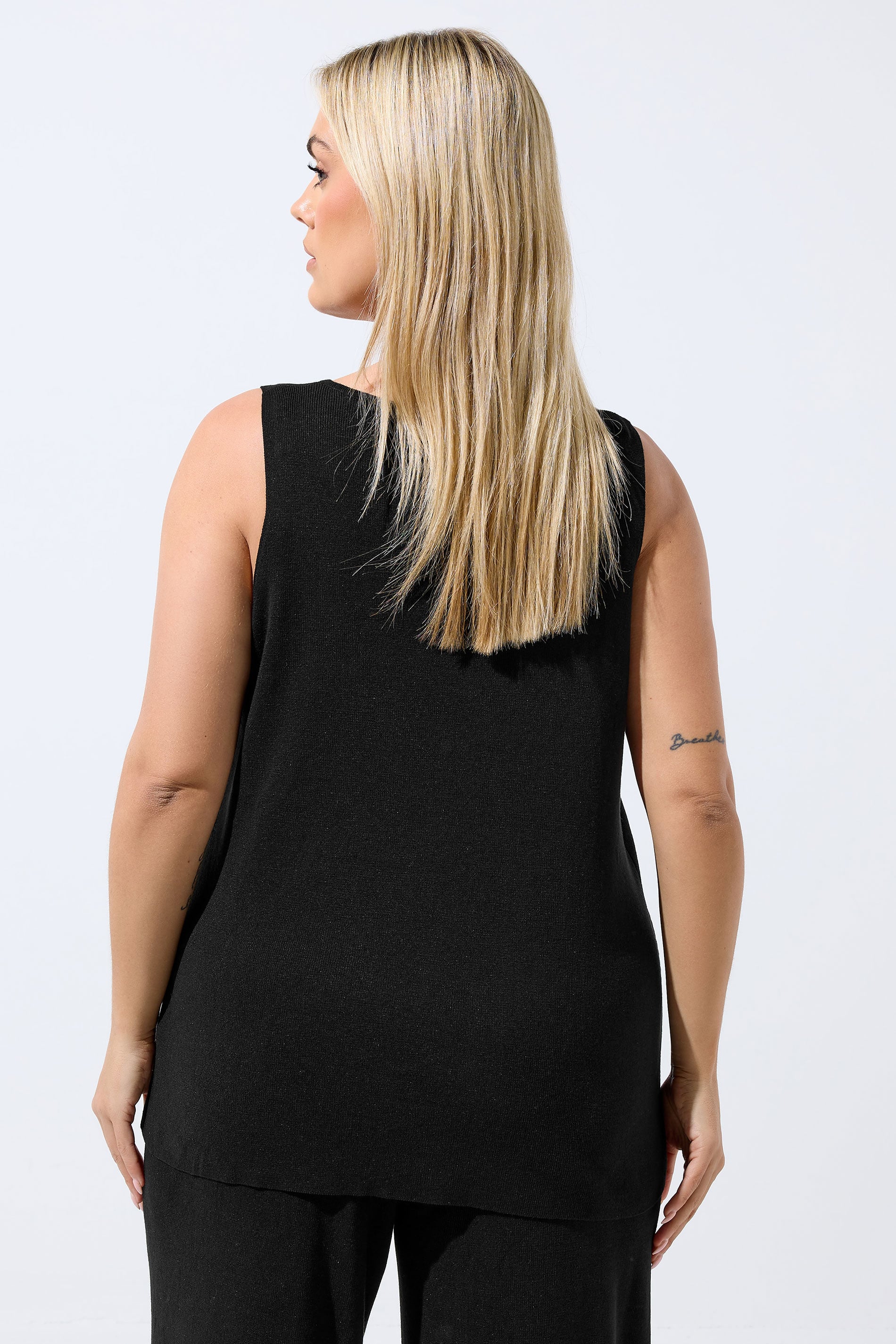 LIMITED COLLECTION Plus Size Black Knitted Waistcoat | Yours Clothing 4