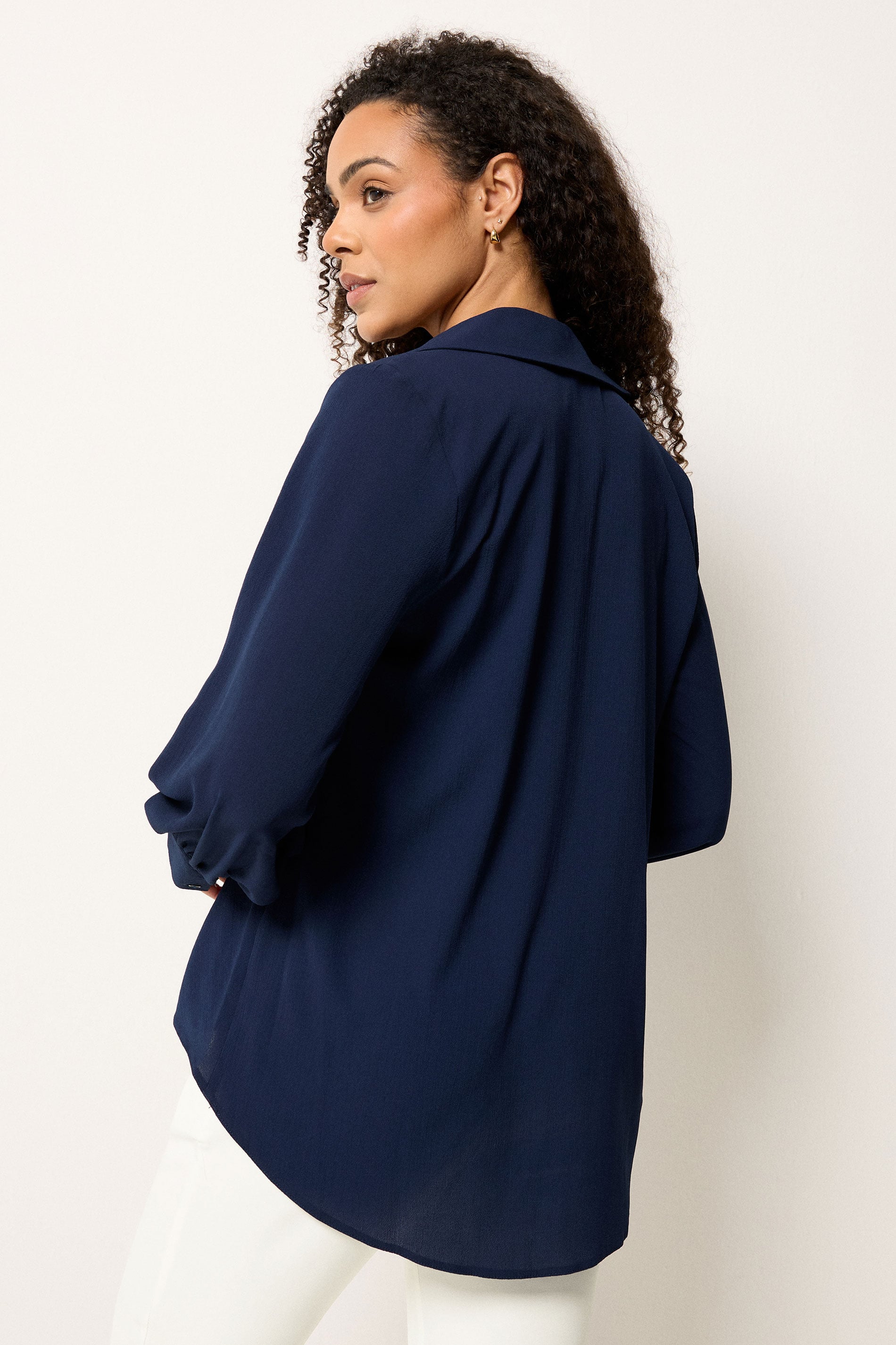 M&Co Navy Blue Drape Front Blouse | M&Co 2