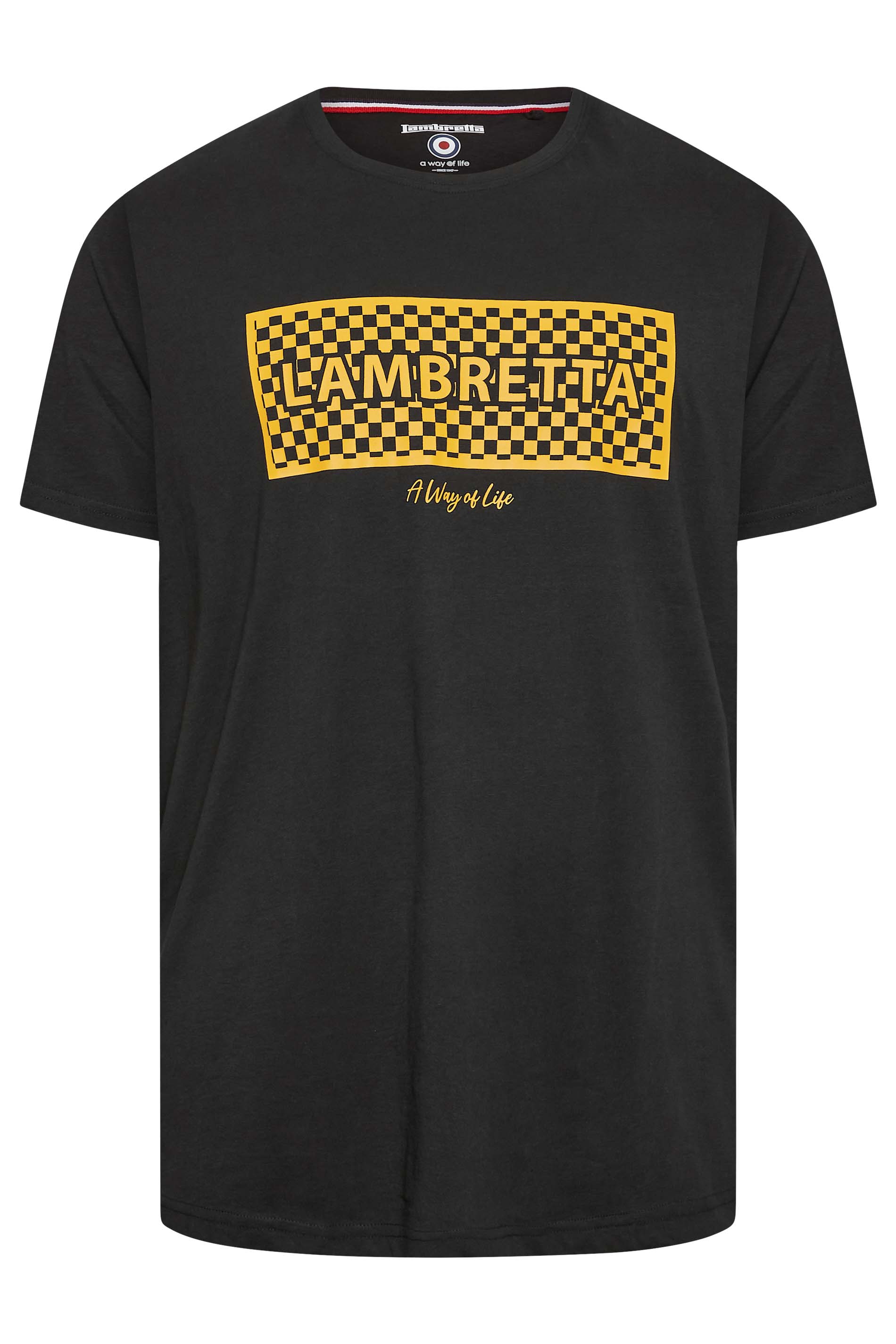 LAMBRETTA Big & Tall Plus Size Black Logo Graphic Print T-Shirt | BadRhino  3